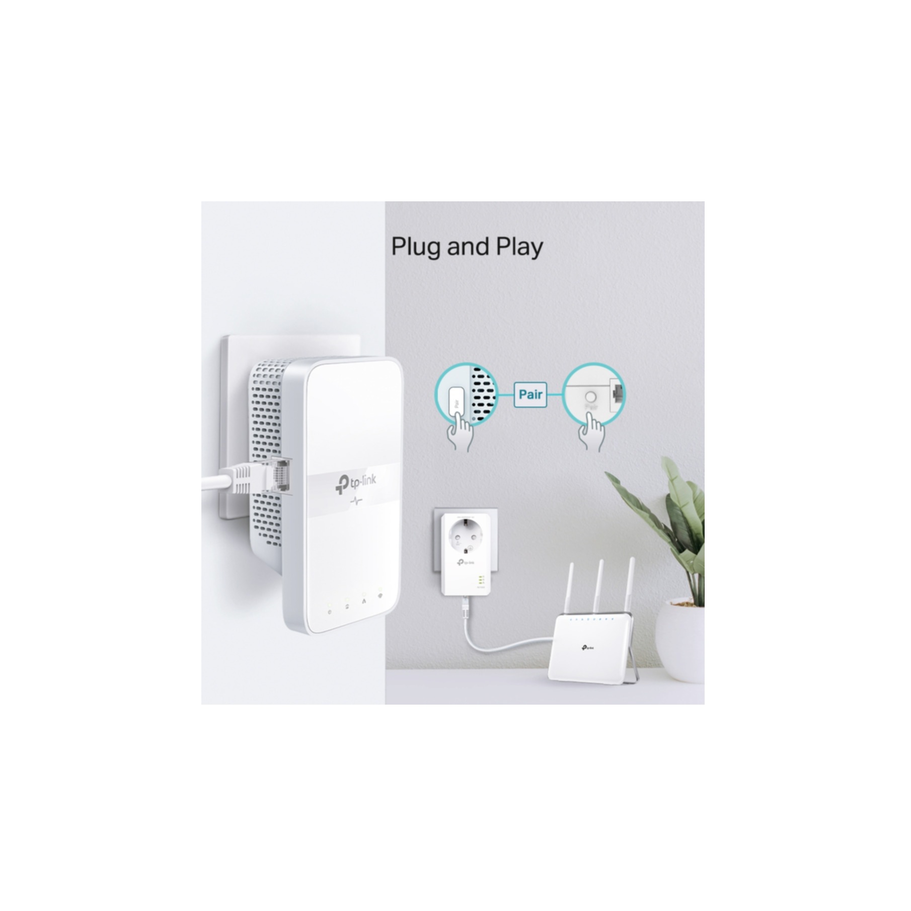 TP-Link Netzwerk-Adapter »AC1200 AV1000 Gigabit WLAN Powerline Adapter Kit mit Steckdose«