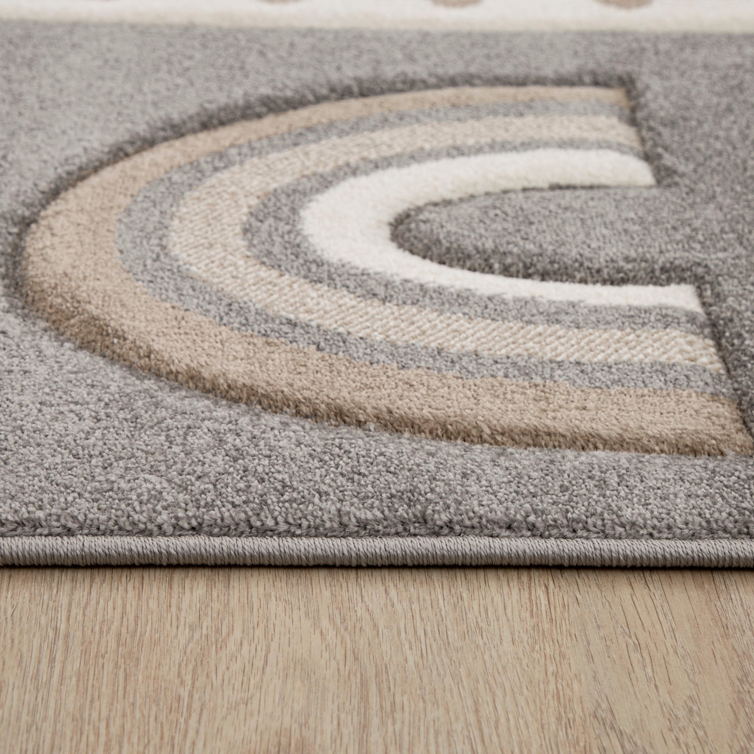 Paco Home Kinderteppich »Cosmos 349«, rechteckig, 16 mm Höhe, Kurzflor, kariert, 3D Effekt, Motiv Regenbogen, Herz & Punkte