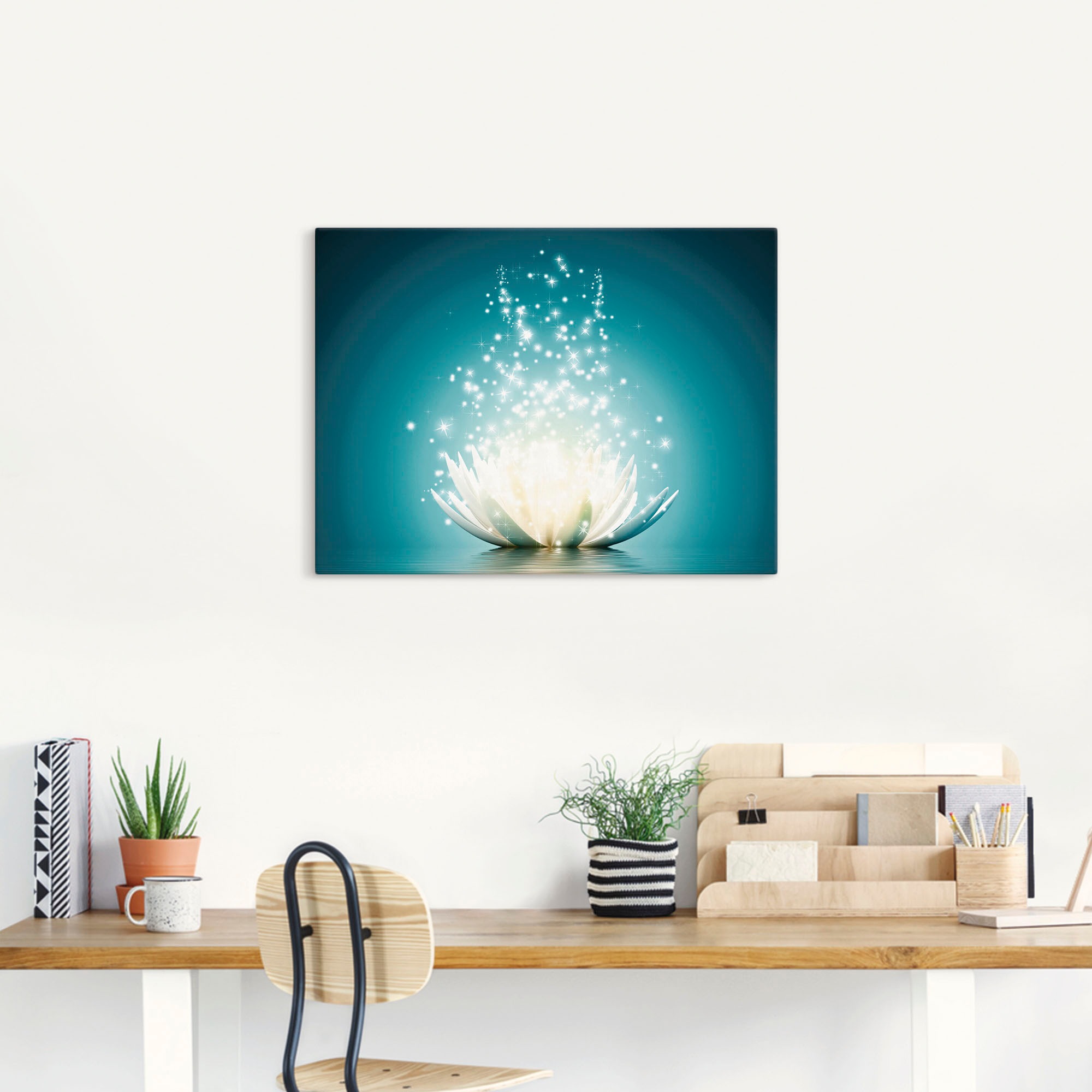 Wandbild ARTLAND "Magie der Lotus-Blume", blau (farbe bild(er): blau), B:40cm H:30cm, Bilder, als Alubild, Leinwandbild, Poster in verschied. Größen 2