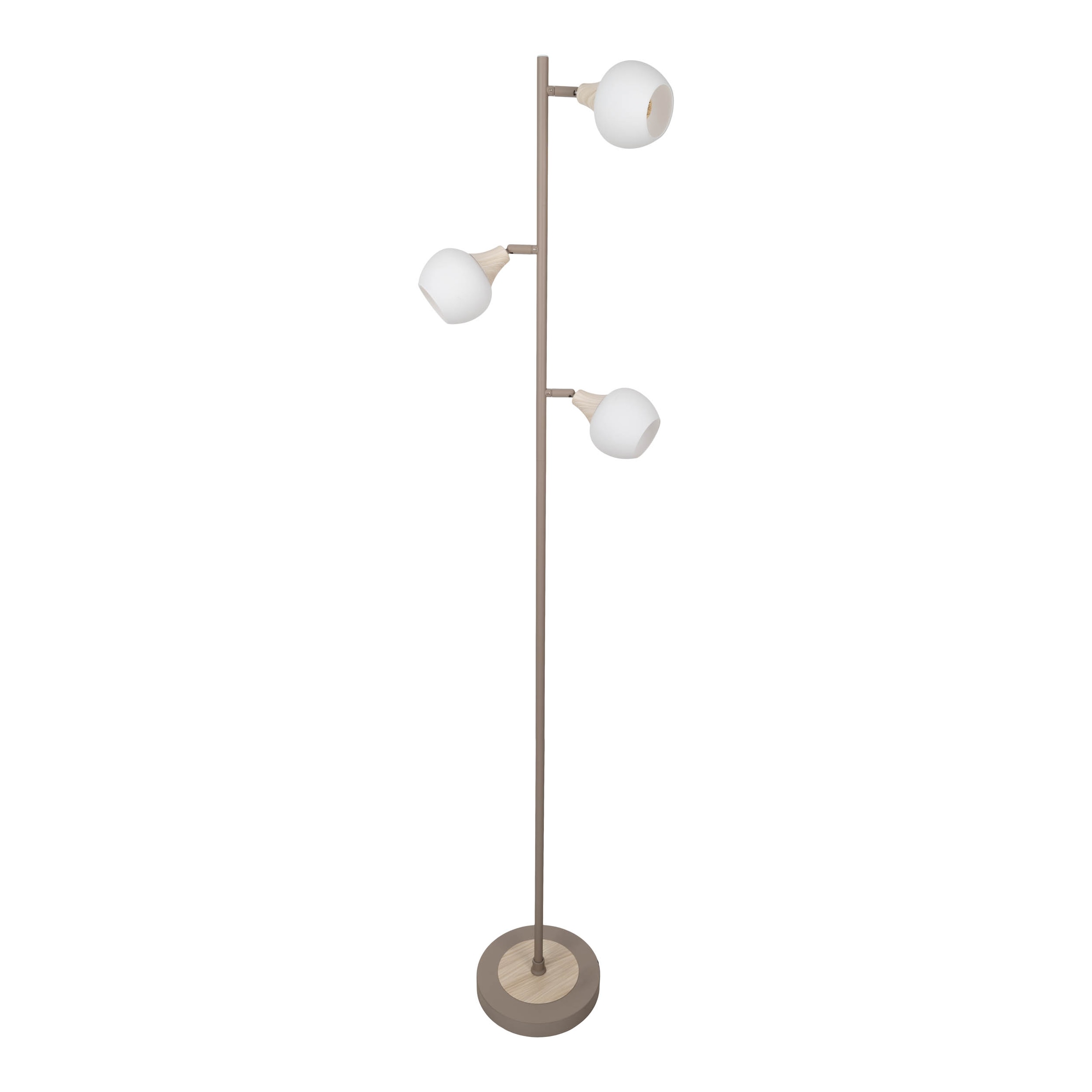 näve Stehlampe »Monaco« E14 1 Stk. 3xE14, Glasschirm, Holzstrukturdetail auf Sockel und Fassungshalterung