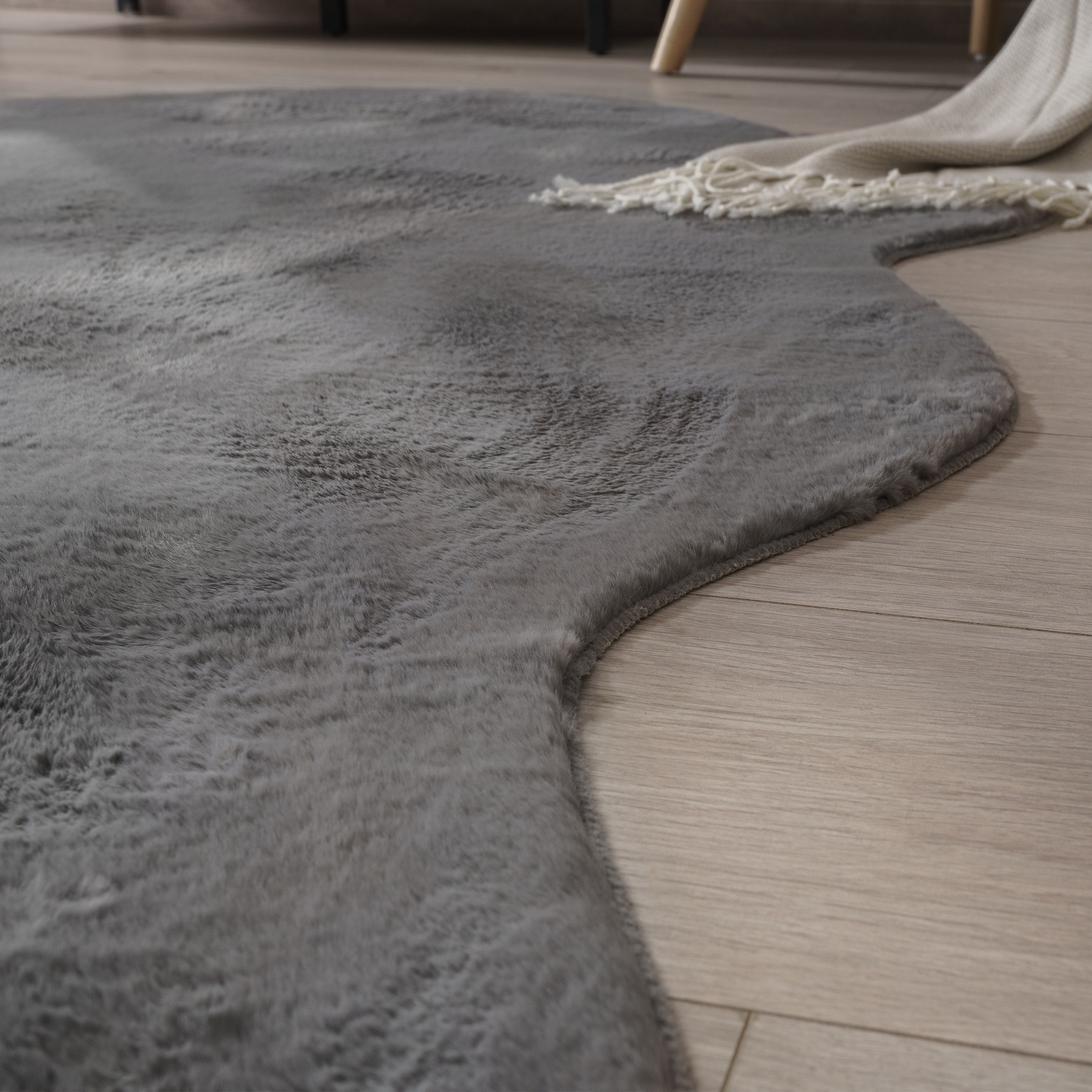 Fellteppich PACO HOME "Pelt 640", grau (anthrazit), B:60cm H:16mm L:90cm, Polyester, Teppiche, Fellteppich, Kunstfell, Uni Farben, sehr weicher Flor 3