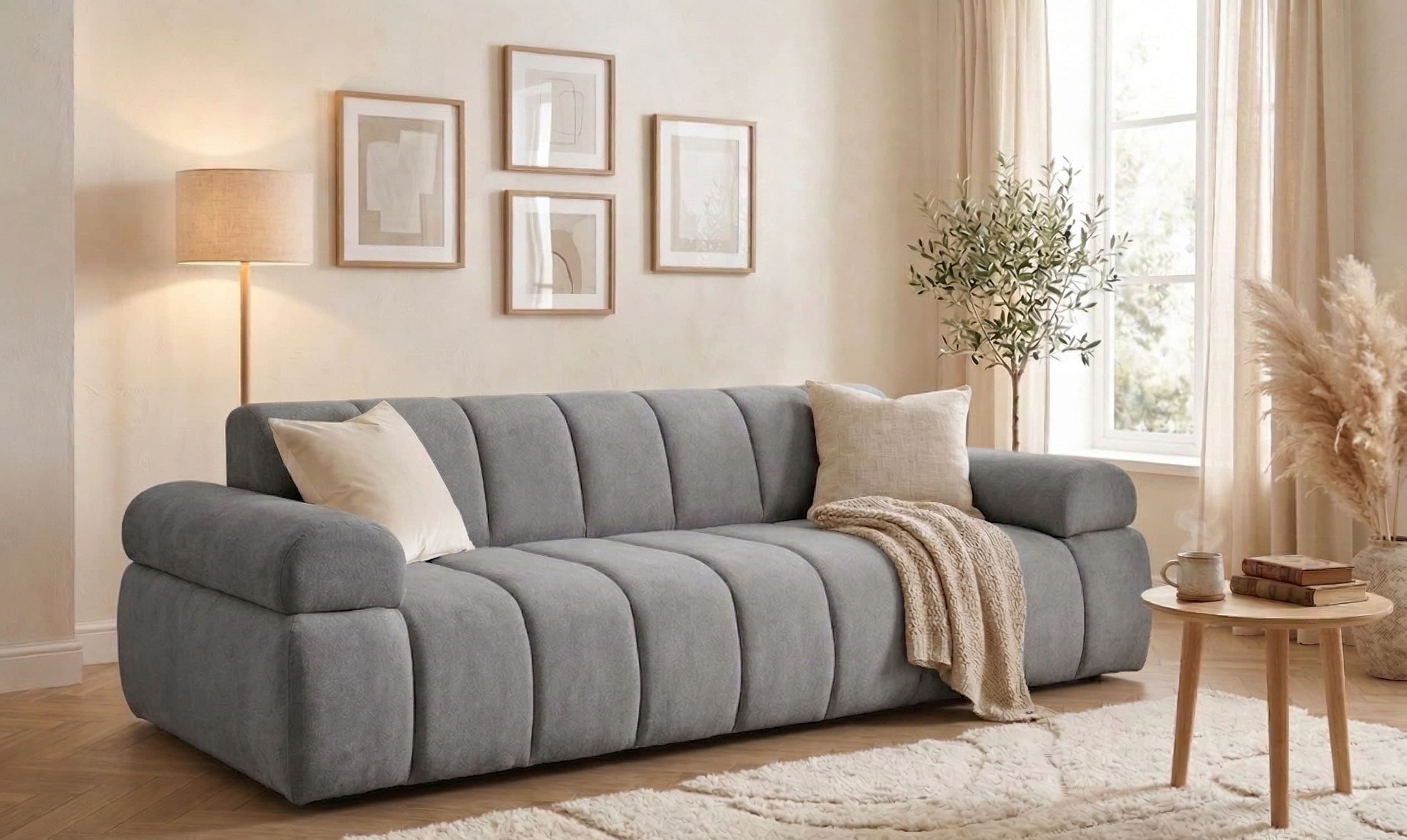 Home affaire 3-Sitzer "LYOTH Design-Sofa, moderne Steppung, Breite 220 cm" mit Wellenunterfederung, gemütlich und modern, komfortables Sitzgefühl