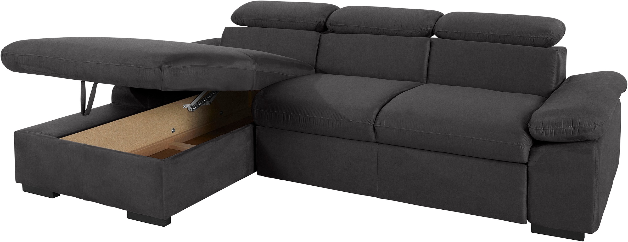 COTTA Ecksofa »Lola L-Form mit Kopfteilfunktion & Hocker«, (Set, mit Hocker), wahlweise mit Bettfunktion, Bettkasten & Armteilverstellung
