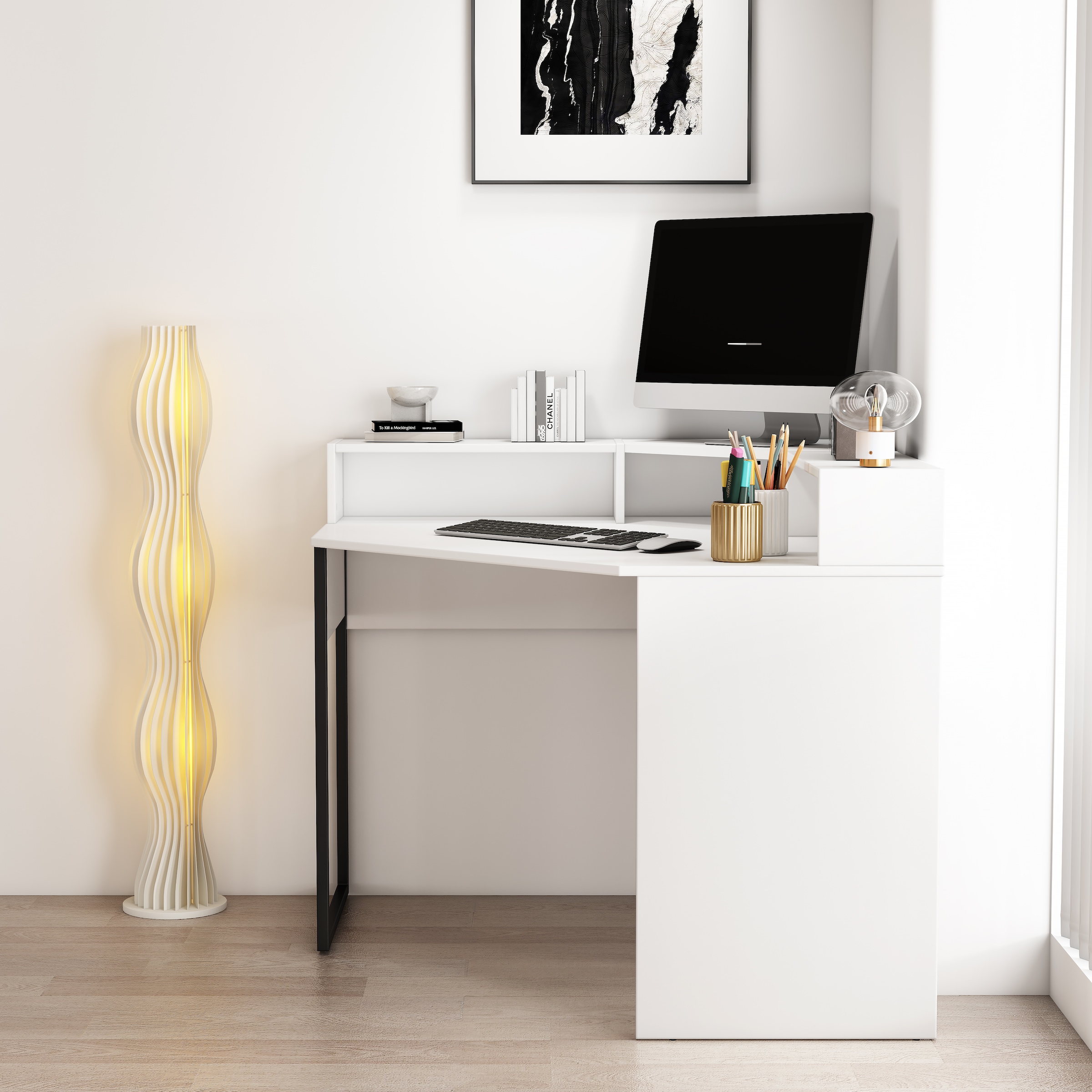 OTTO home Eckschreibtisch »Moid«, mit Schreibtischaufsatz, modernes Design, B. 100 cm