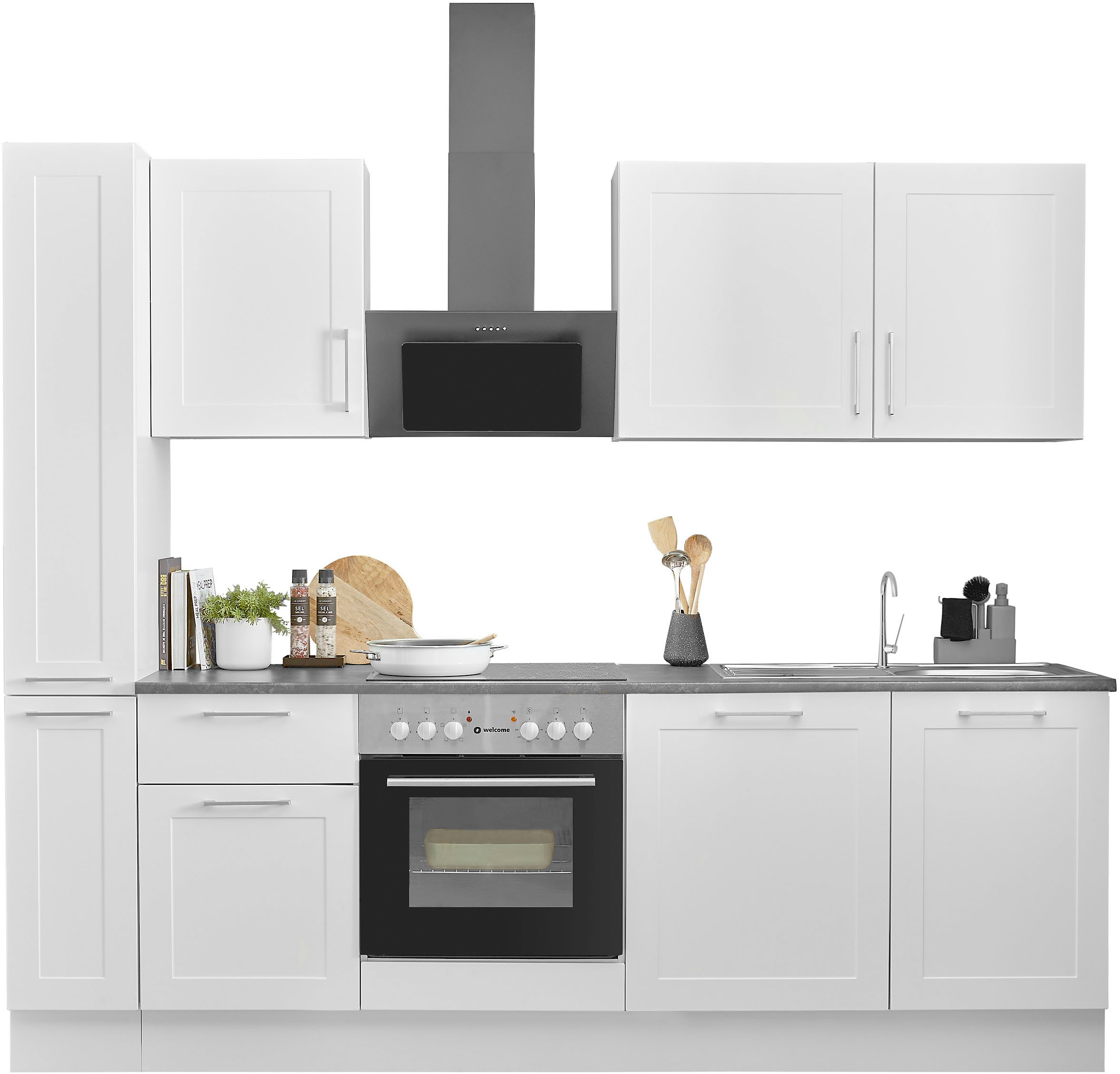 BASIC by Balculina Küchenzeile »Marsi«, Breite 250 cm, wahlweise mit E-Geräten, Soft-Close-Funktion