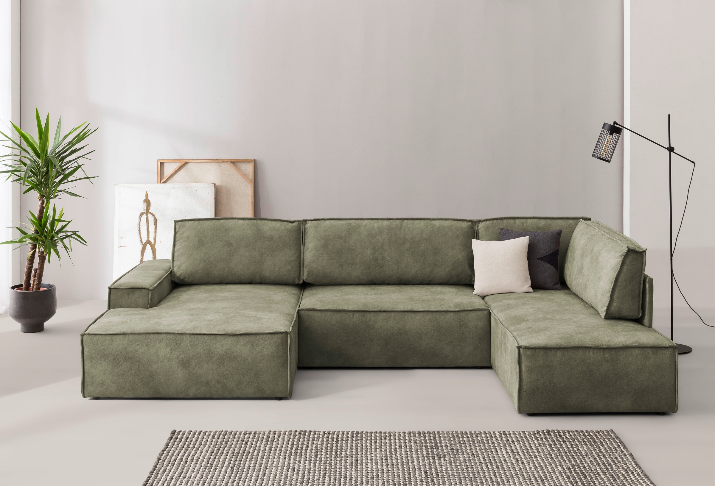 Home affaire Wohnlandschaft "SHERWOOD 329 cm, U-Form, Schlafsofa,", Schlaff günstig online kaufen