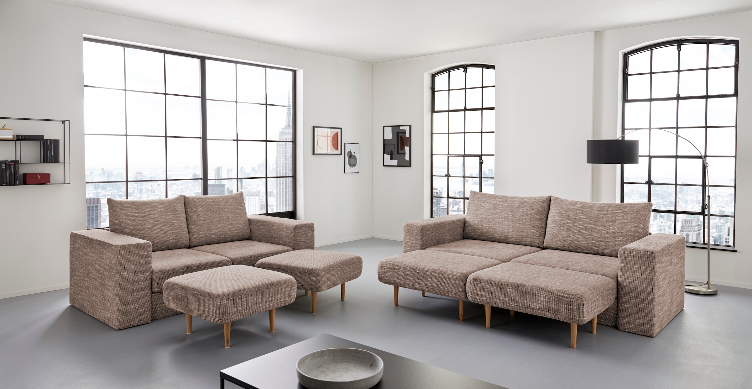 LOOKS by Wolfgang Joop 2,5-Sitzer »Looksv«, Verwandlungssofa: aus Sofa wird Sofa mit 2 Hockern