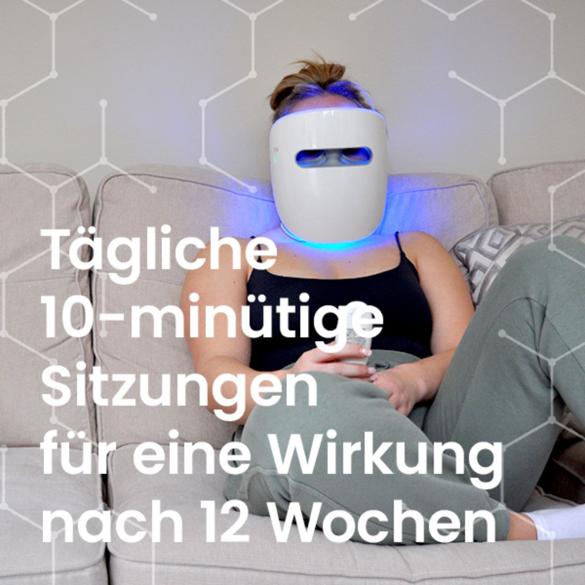 TensCare Gesichtsmassagegerät »Glowmask Gesichtsmakse mit LED«, (5 tlg., LED Maske inkl. Fernbedienung, USB-Ladekabel und Reisetasche), Drei Lichtarten für gezielte Hautpflege