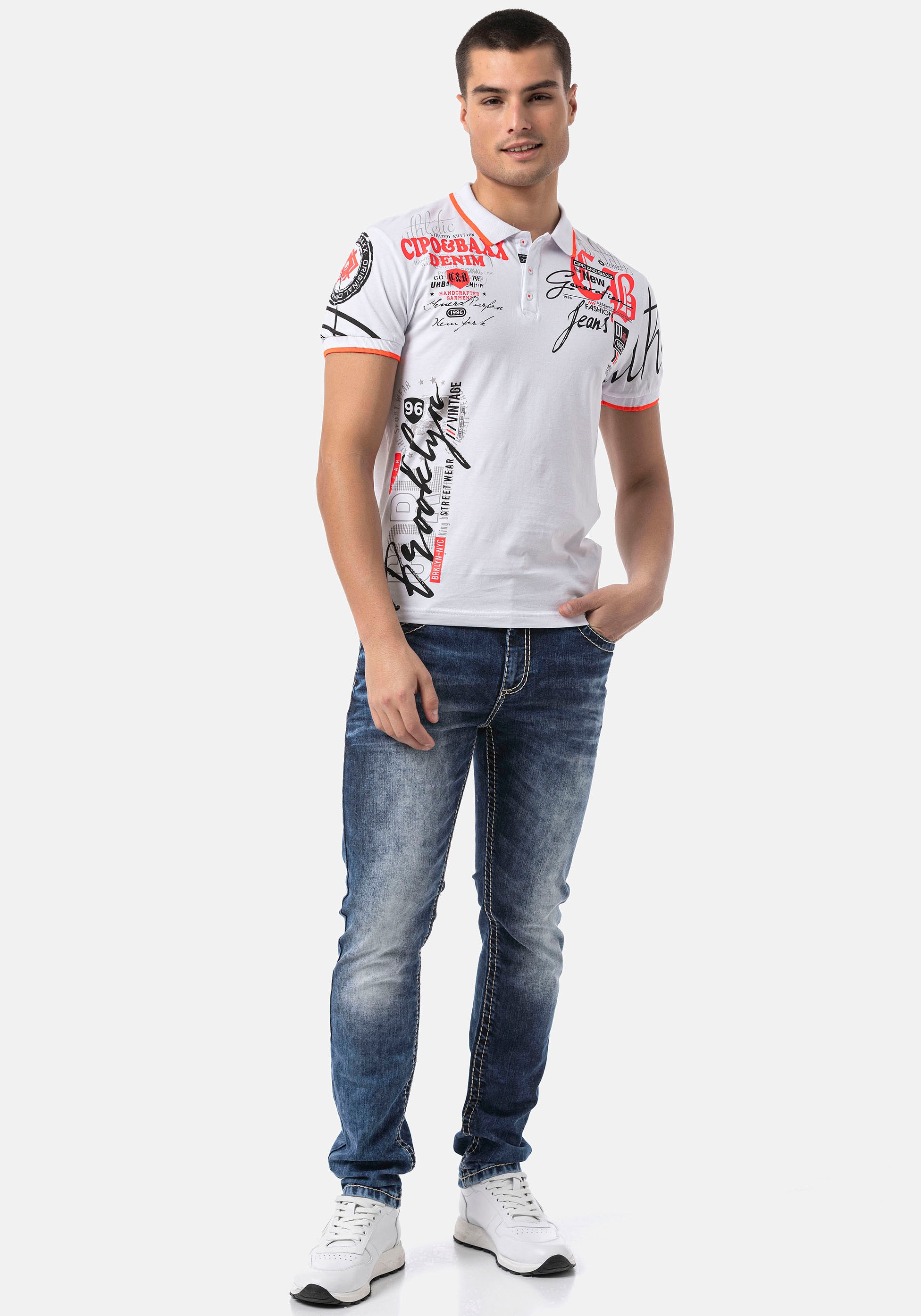 Cipo & Baxx Poloshirt, mit markantem Print