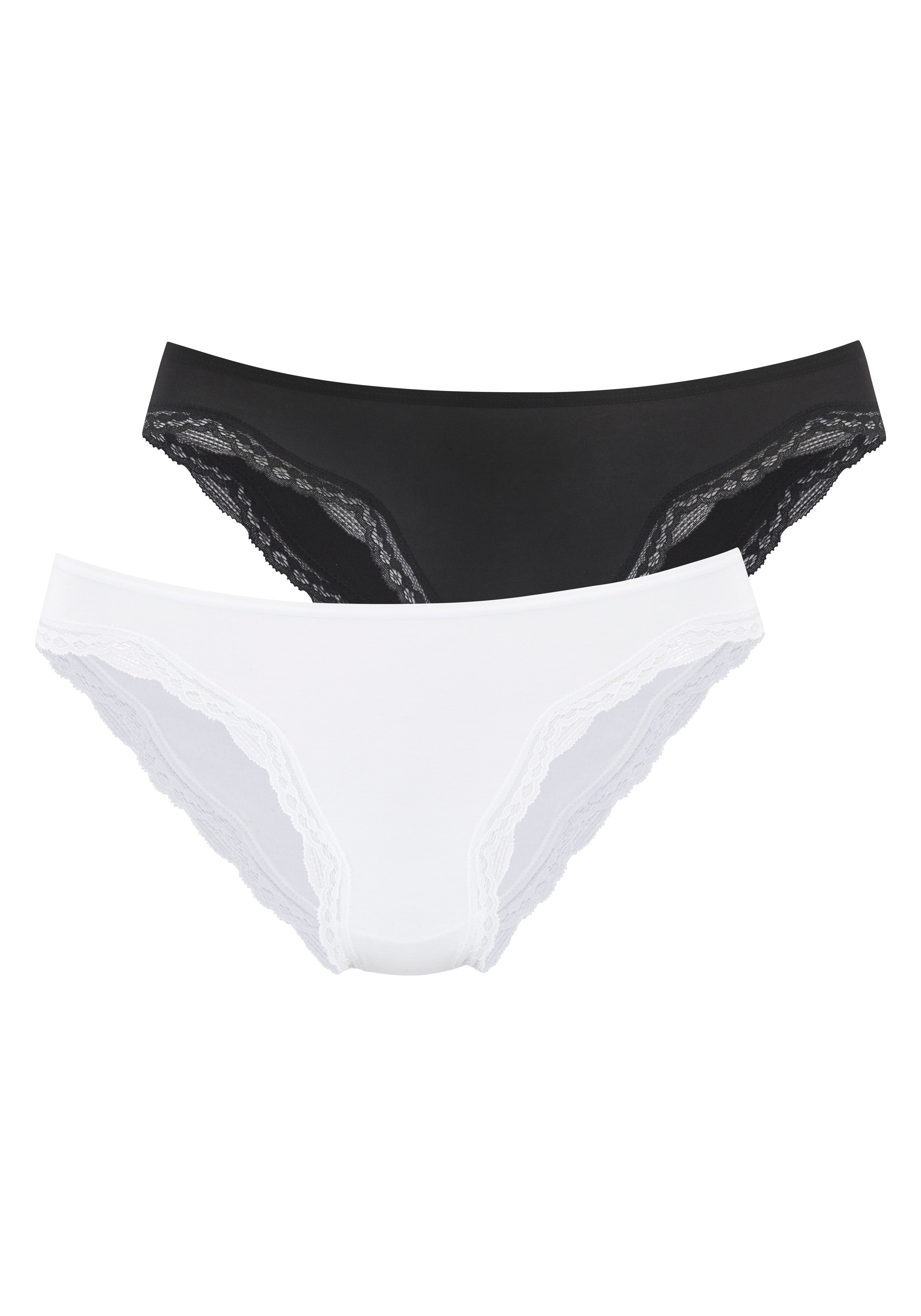 LASCANA Jazz-Pants Slips 2er-Pack, aus hochwertiger Modal-Qualität mit Spitze