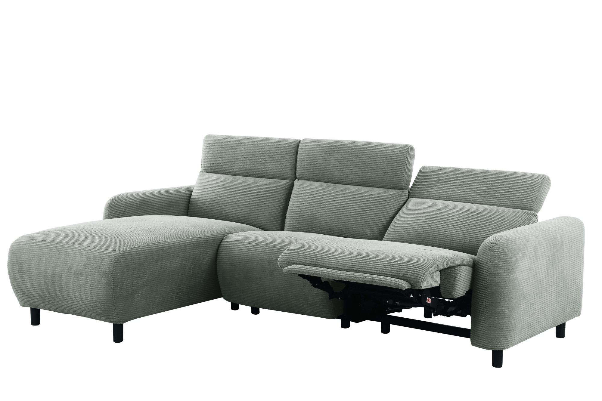 Home affaire Ecksofa »SKAANE in Cord, L-Form, 274 cm, manuelle u. elektrische Funktion,«, Kopfteilverstellung, Relax-und Liegefunktion, Federkernpolsterung