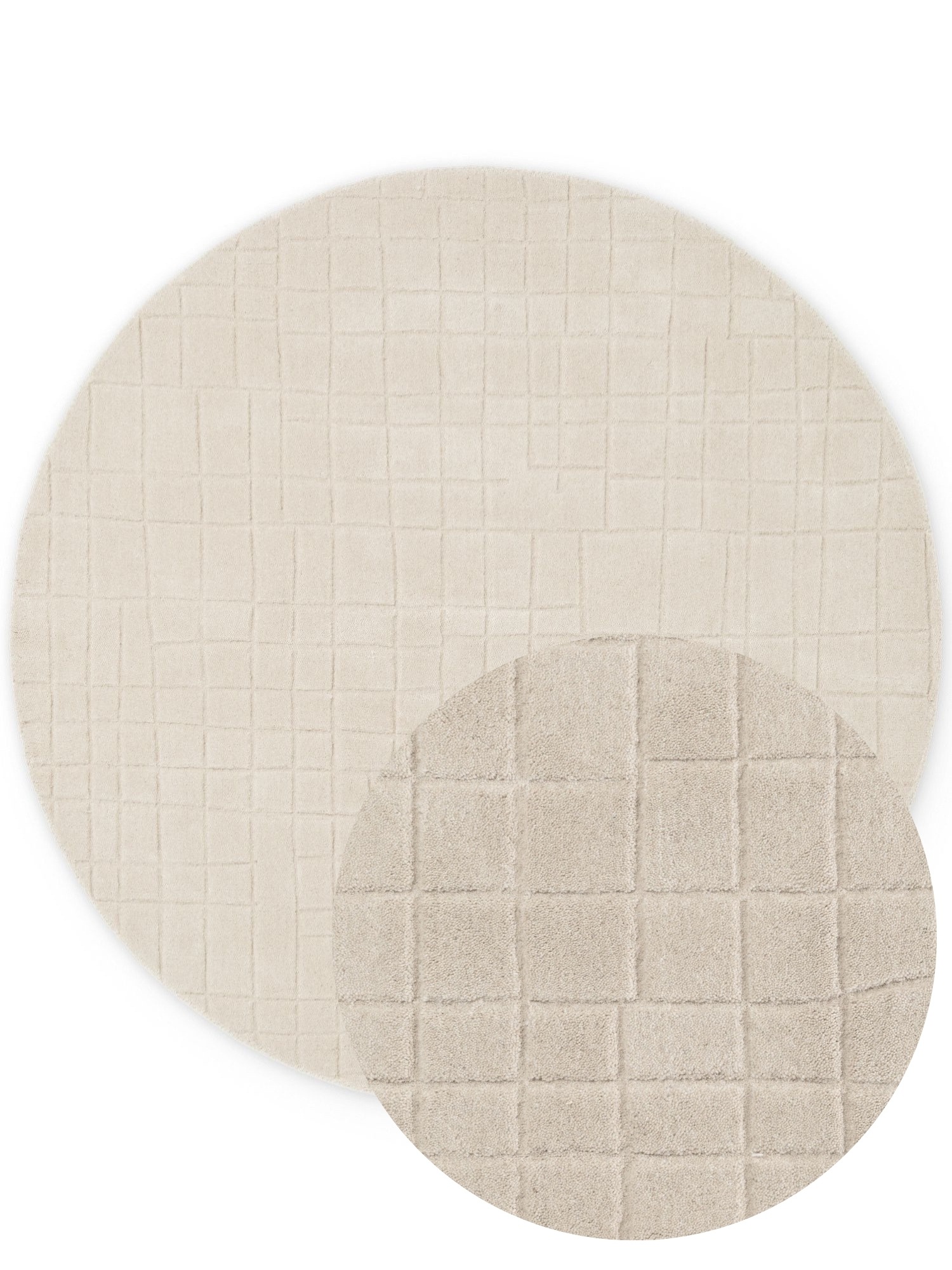 Villeroy & Boch Wollteppich »Kenso« rund 15 mm Höhe Wolle, Kariert, Natur, Handgemacht, Wohnzimmer, Schlafzimmer, Hygge