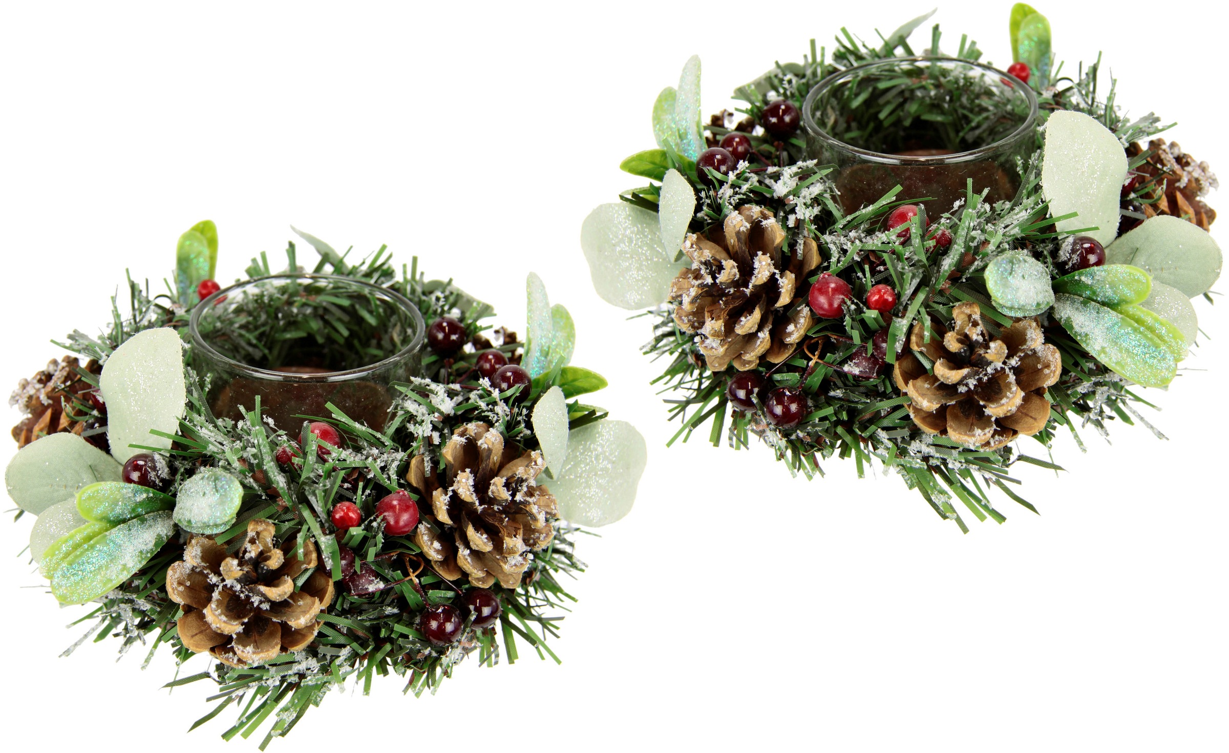 I.GE.A. Teelichthalter "Weihnachtsdeko, Kerzenhalter" mit Zapfen, Beeren un günstig online kaufen