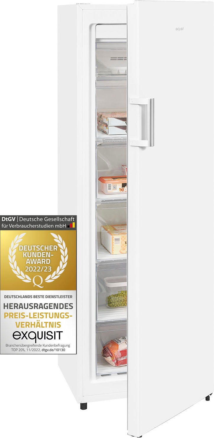 exquisit Gefrierschrank »GS271-NF-H-010E«, 169,1 cm hoch, 55,9 cm breit, 194 L Volumen, NoFrost, Schnellgefrieren, 4 Sterne