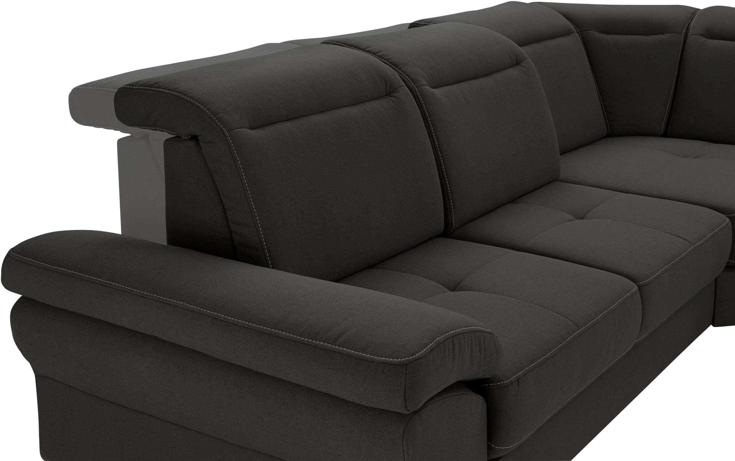 Places of Style Ecksofa »Cornwall L-Form«, incl. Sitztiefenverstellung, mit Bettfunktion und Kopfteilverstellung