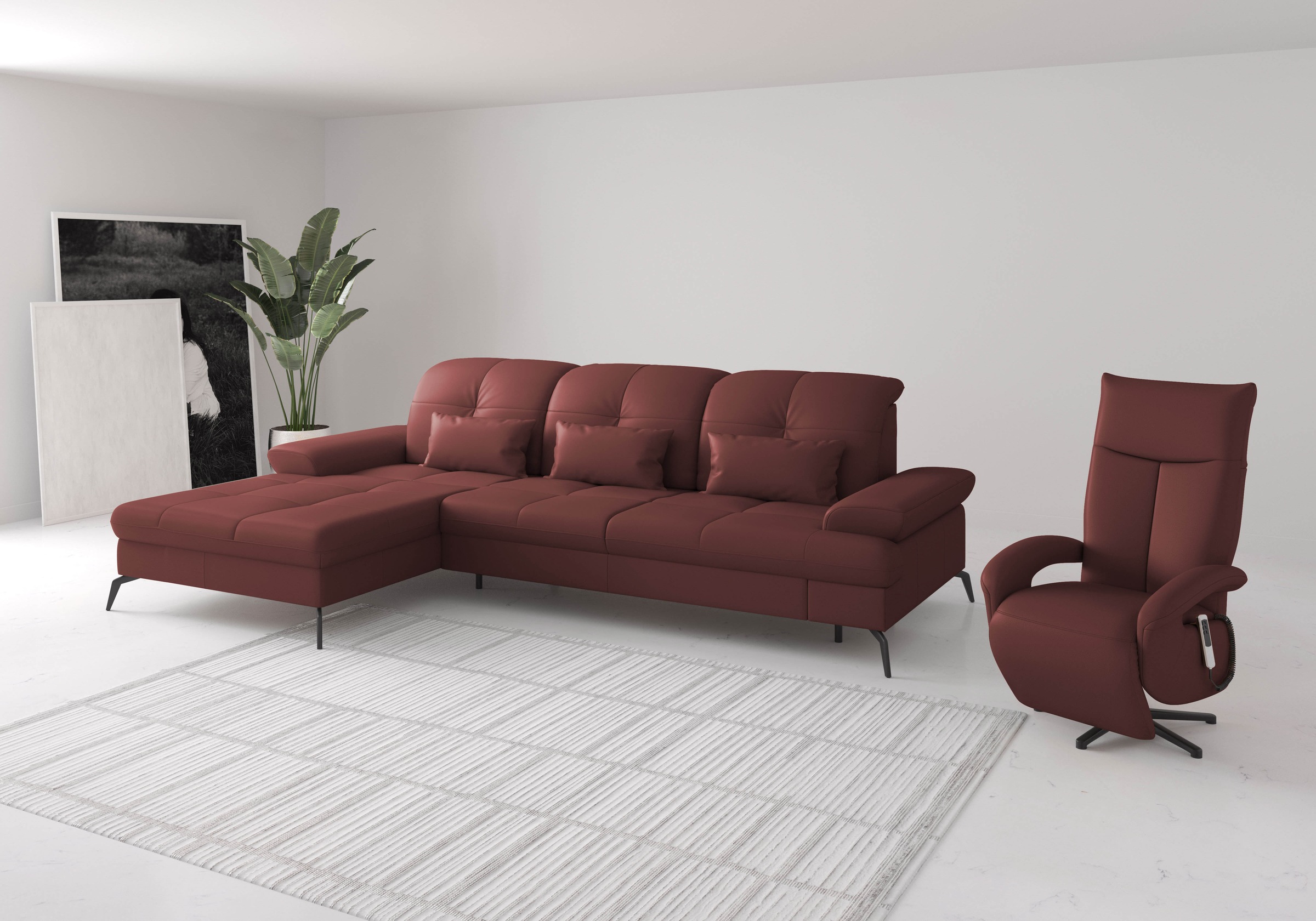 sit&more Ecksofa »Amica, L-Form, inkl. Sitztiefenverstellung & Armteilverstellung«, wahlweise mit Bettfunktion, Bettkasten und Kopfteilverstellung