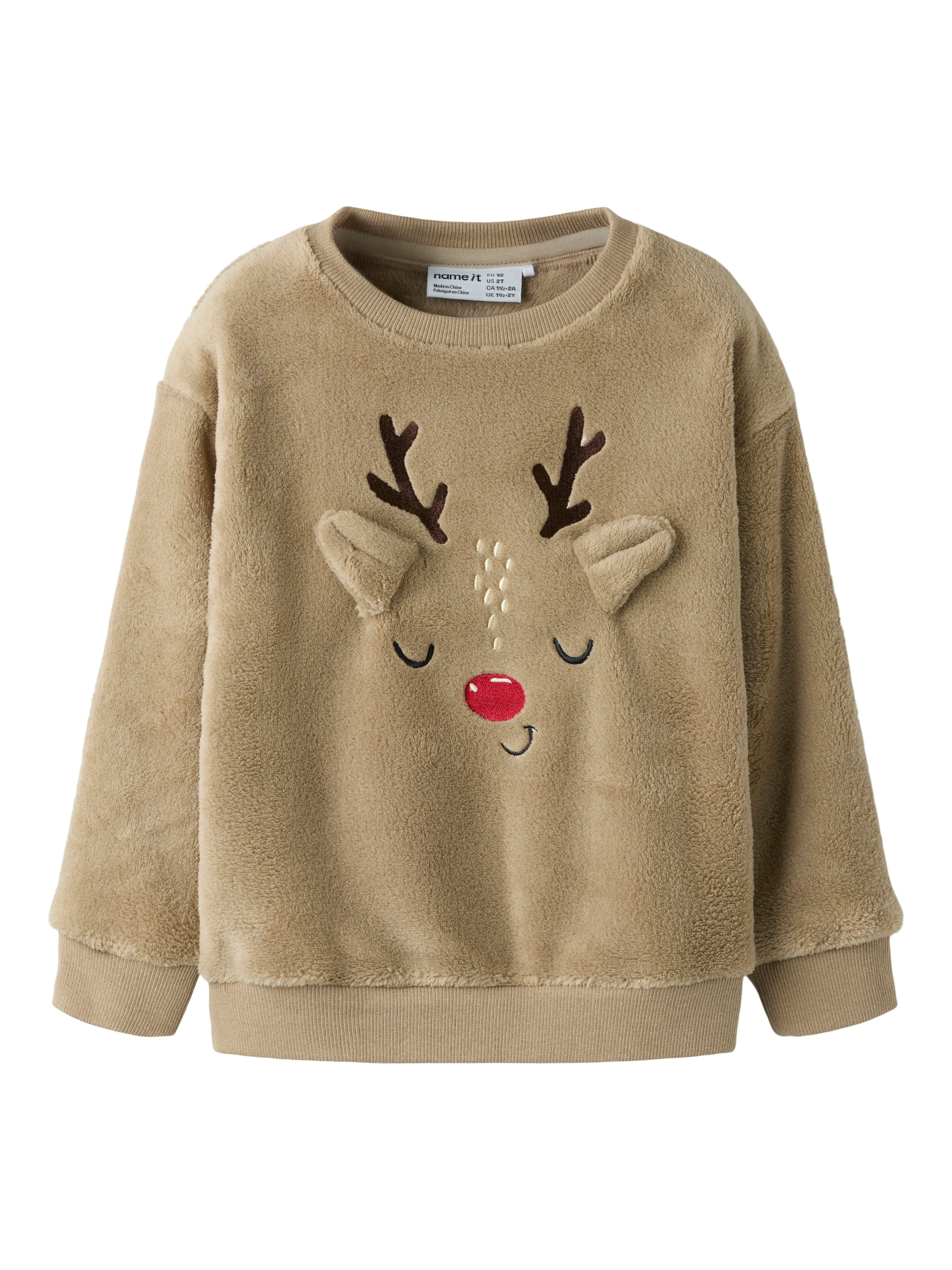 Name It Weihnachtssweatshirt "NMNREINDEERS RLX TEDDY", Weihnachten, Kunstfaser, Fleece, locker geschnitten