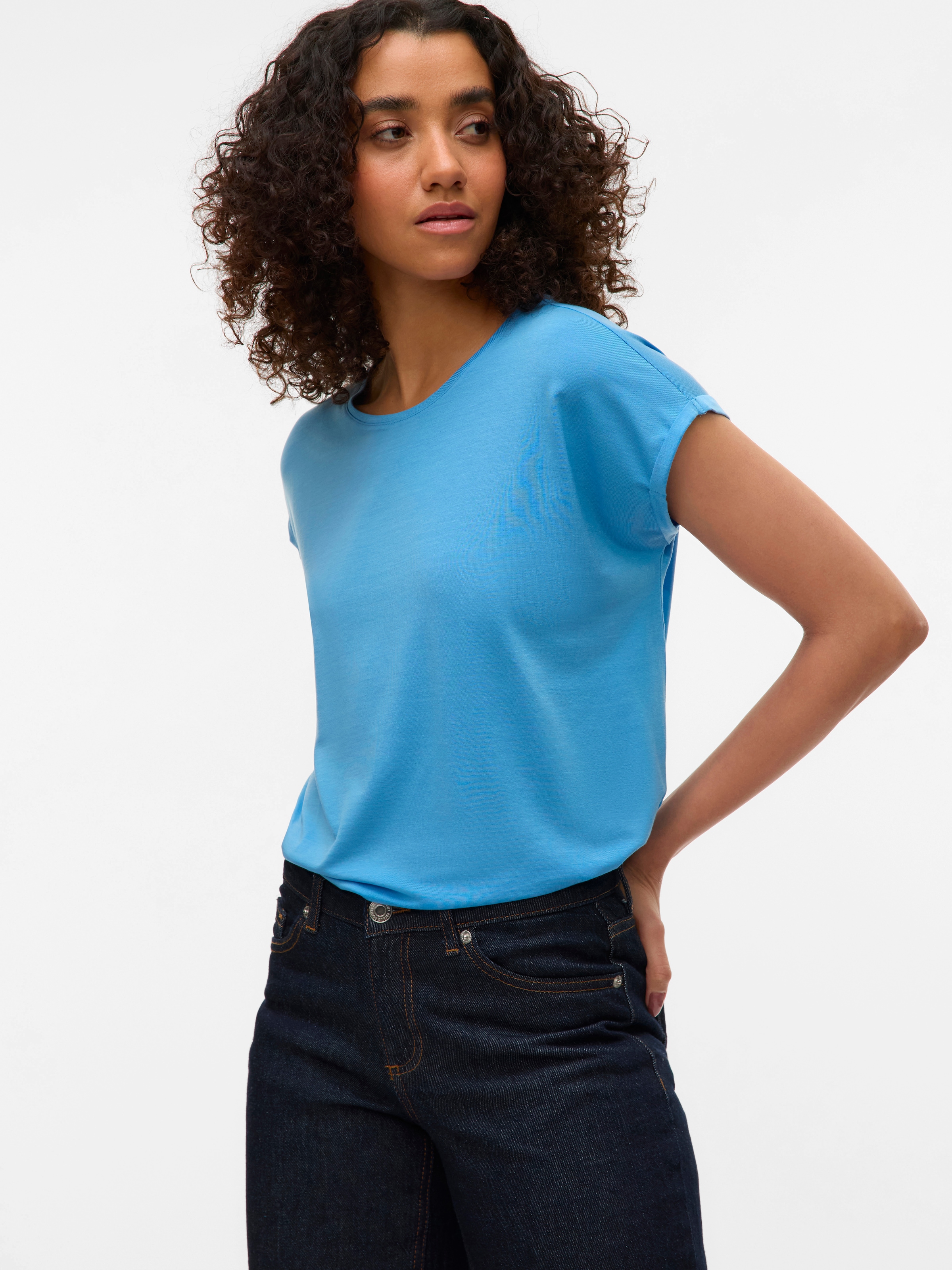 Vero Moda Rundhalsshirt "VMAVA PLAIN SS TOP GAJRS NOOS" günstig online kaufen