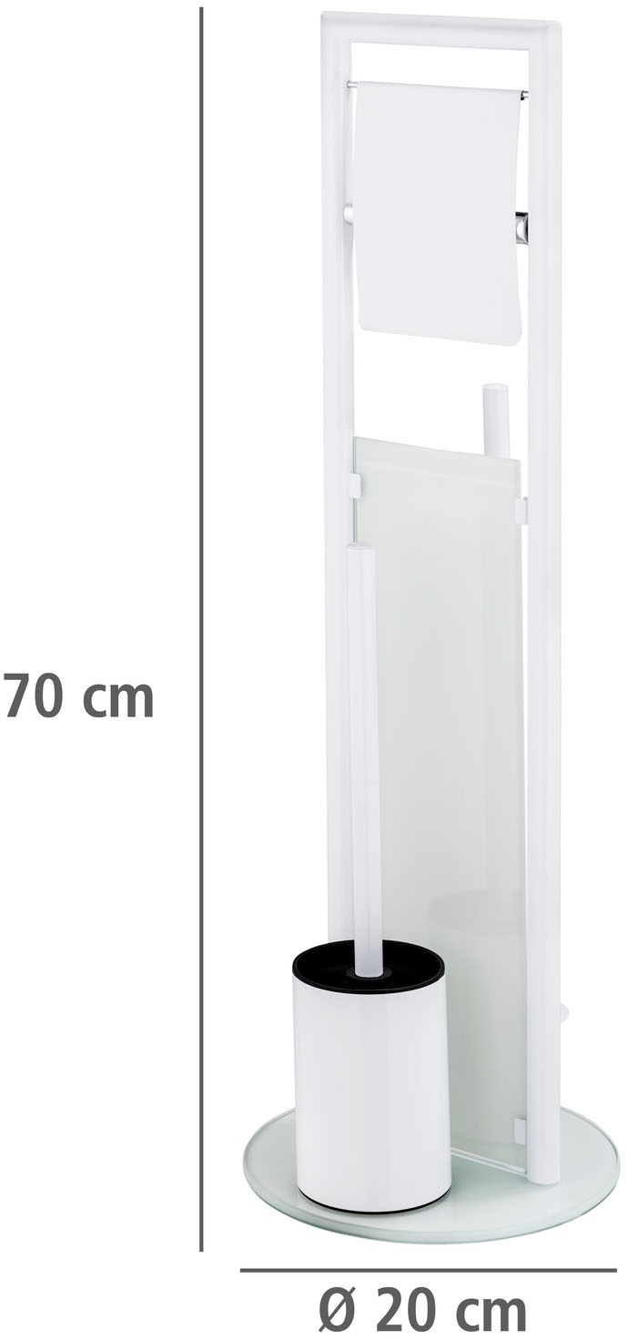 WENKO WC-Garnitur »Ravina« aus Edelstahl | Sicherheitsglas Stand WC-Garnitur, Toilettenpapierhalter, Rollenhalter & WC-Bürste