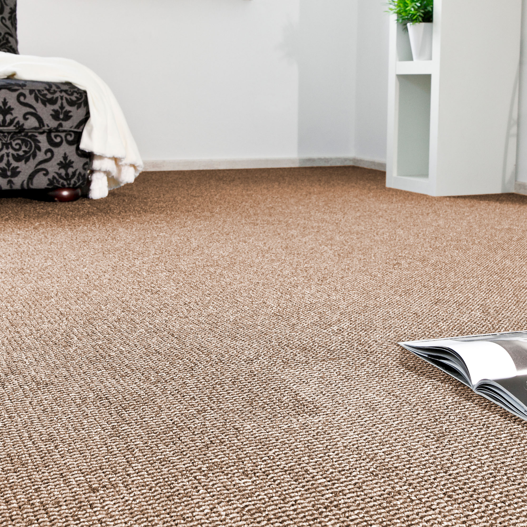 ANDIAMO Teppichboden "Patras, Strukturschlinge, Made in Netherlands", B : 400cm 1 Stk., 8,5mm, L: 1.200cm, braun, Schlafzimmer, Teppiche, meliert,