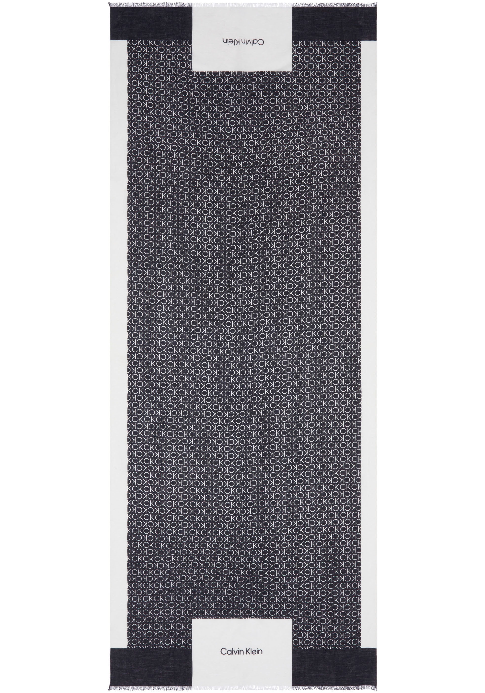 Calvin Klein Schal »GEO MINIMAL LOGO LINEN STOLE«, Logoprägung, ausgefranste Enden