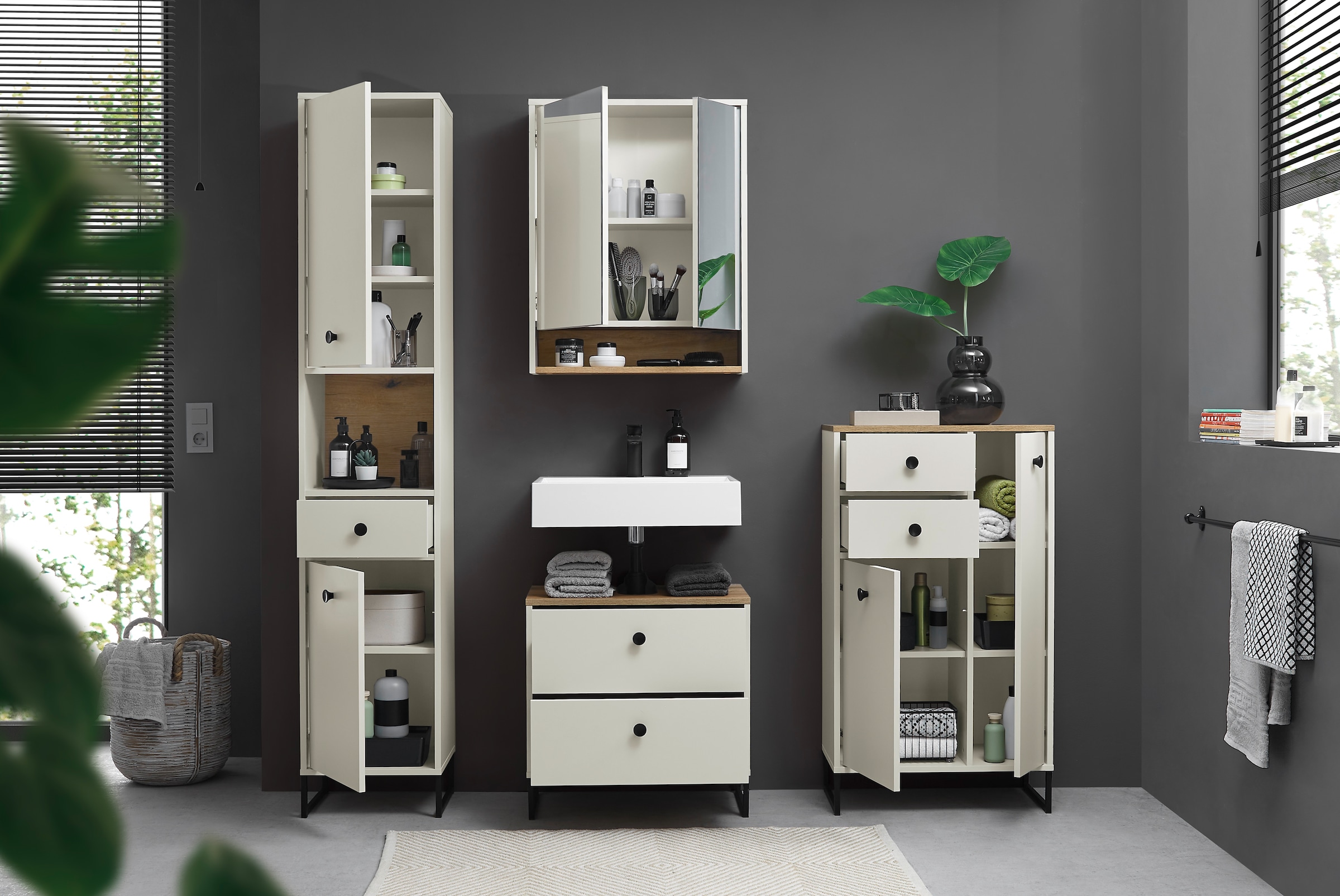 BASIC by Balculina Spiegelschrank »Linea« 1 Stk. tlg. Breite 60cm, Melaminbeschichtung