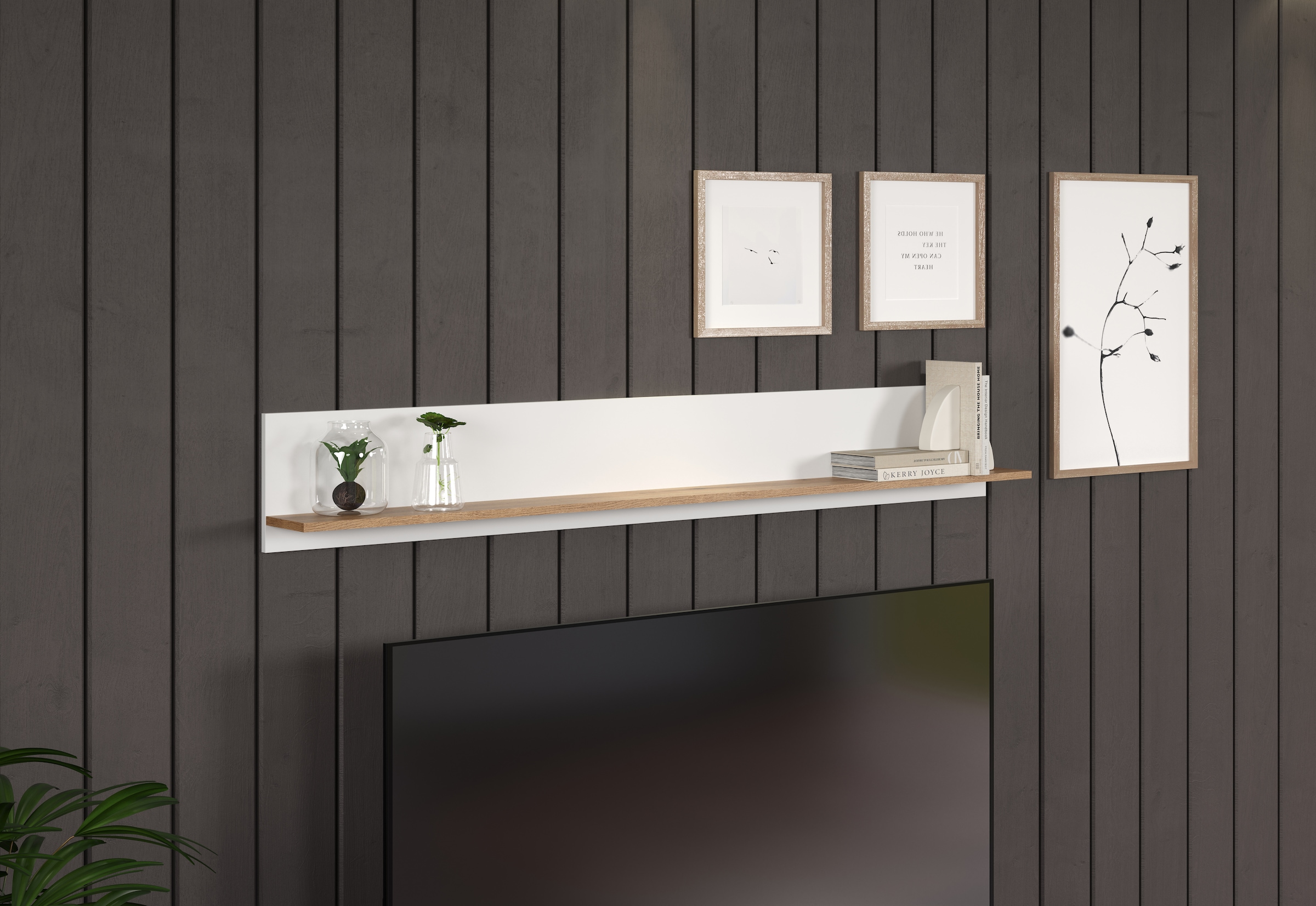 INOSIGN Wandboard "Linz" 1 tlg. großzügige Bücherleiste in Weiß/Eiche - Wan günstig online kaufen