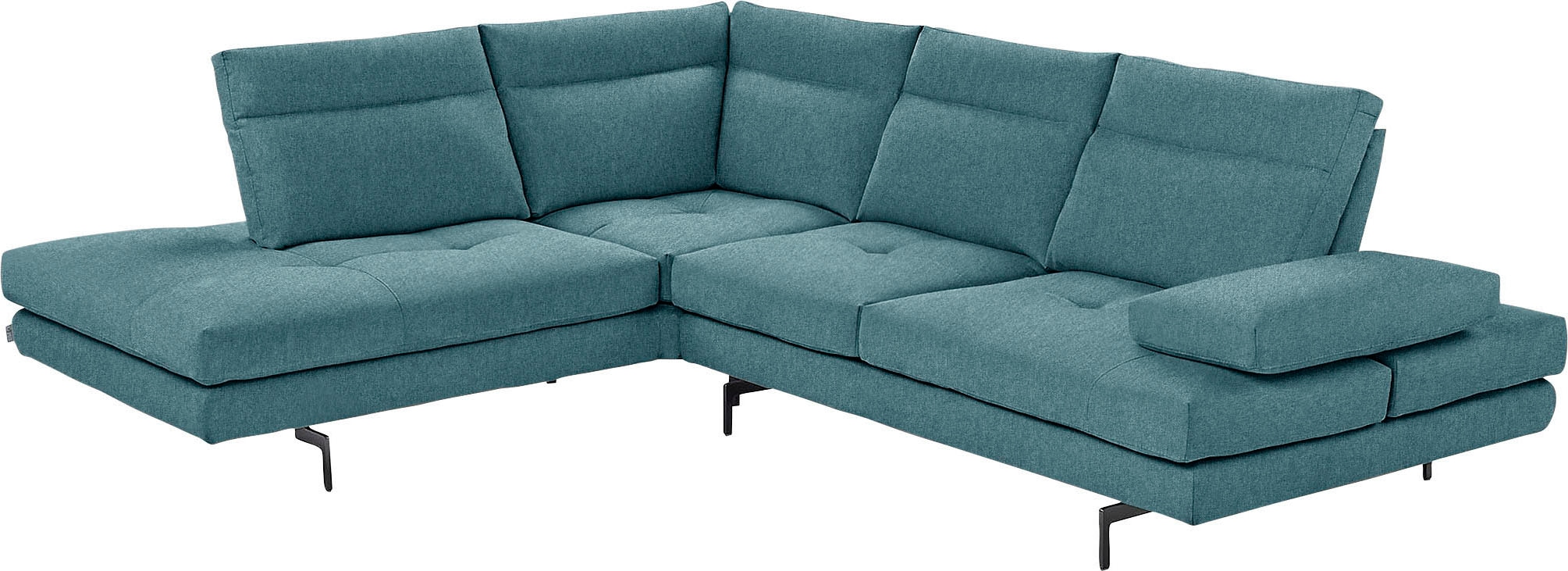 CALIA ITALIA Ecksofa "Toby Wing, B/T: 288/232 cm, Designsofa mit sensationellem Sitzkomfort" L-Form, Sitztiefenverstellung, funktionale Ecke, Füße in schwarz matt