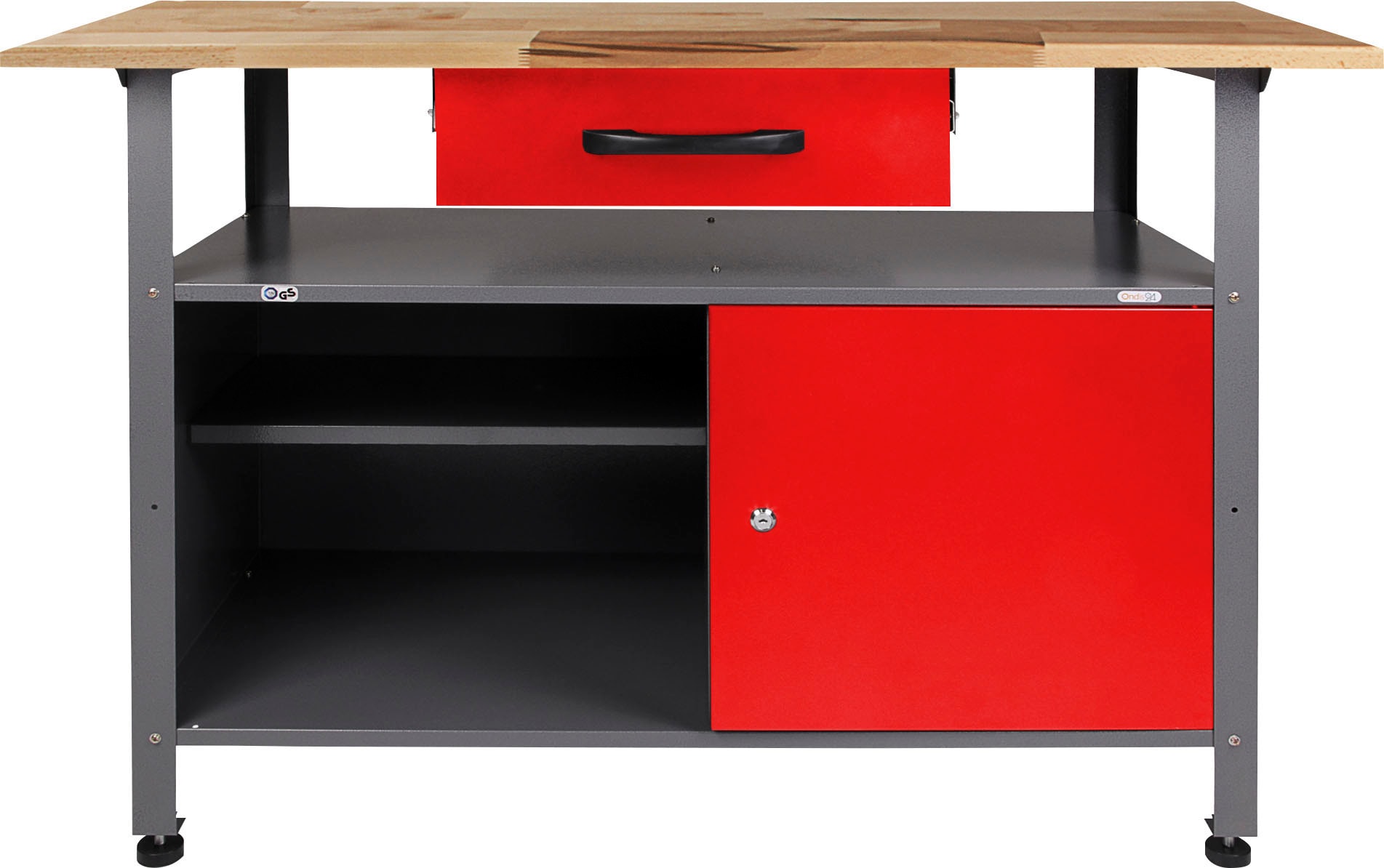 ONDIS24 Werkstatt-Set, (4 tlg.), mit 2 Werkbänken, Werkzeugschrank & Lochwand