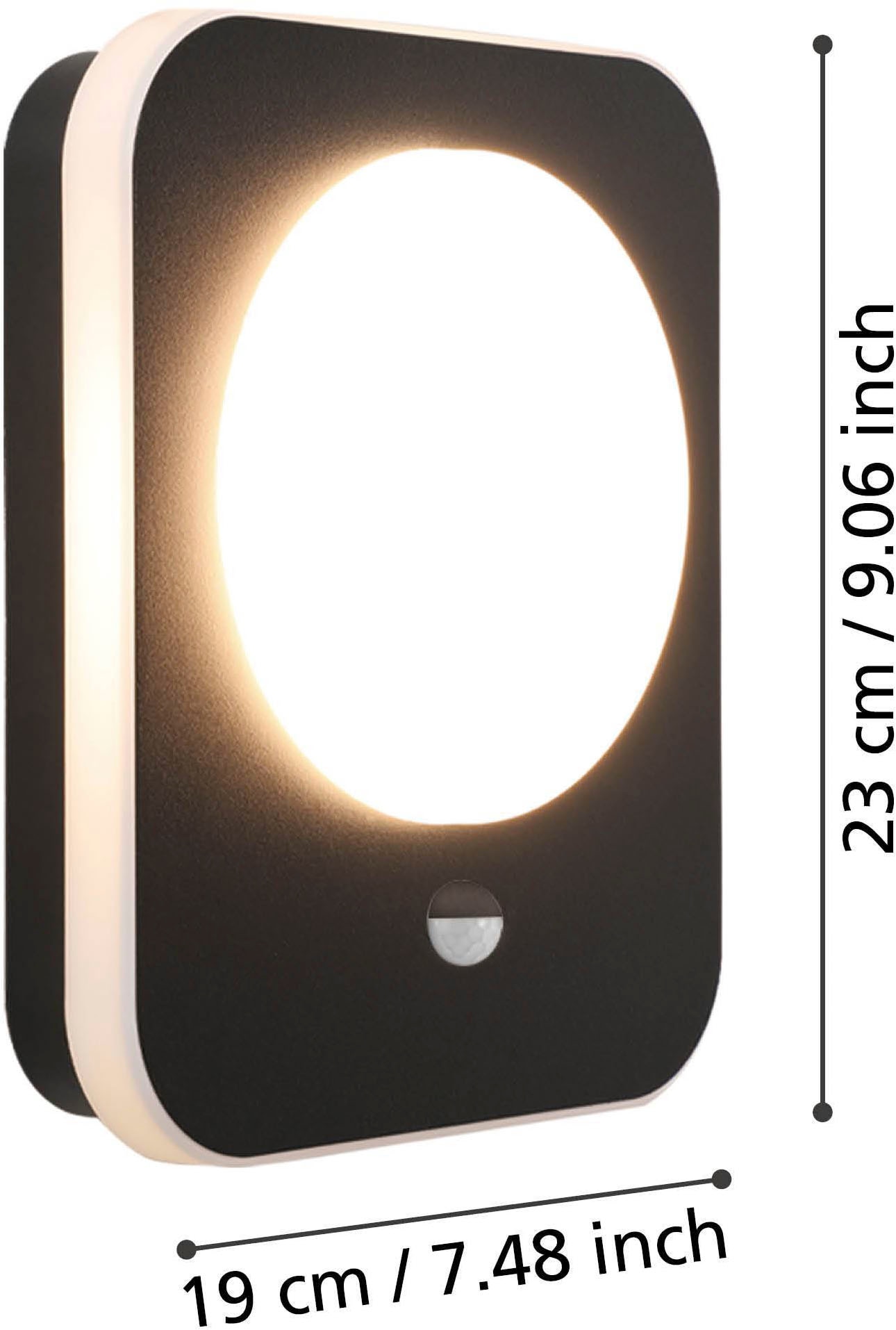 EGLO Wandleuchte »Madriz Außen Wandlampe, Außenleuchte, Aluguss und Kunststoff, IP44« LED-Modul 1 Stk. Warmweiß Wand-/Deckenleuchte - L23 x H19 x AL5 cm - schwarz - 2X3,6W inkl.