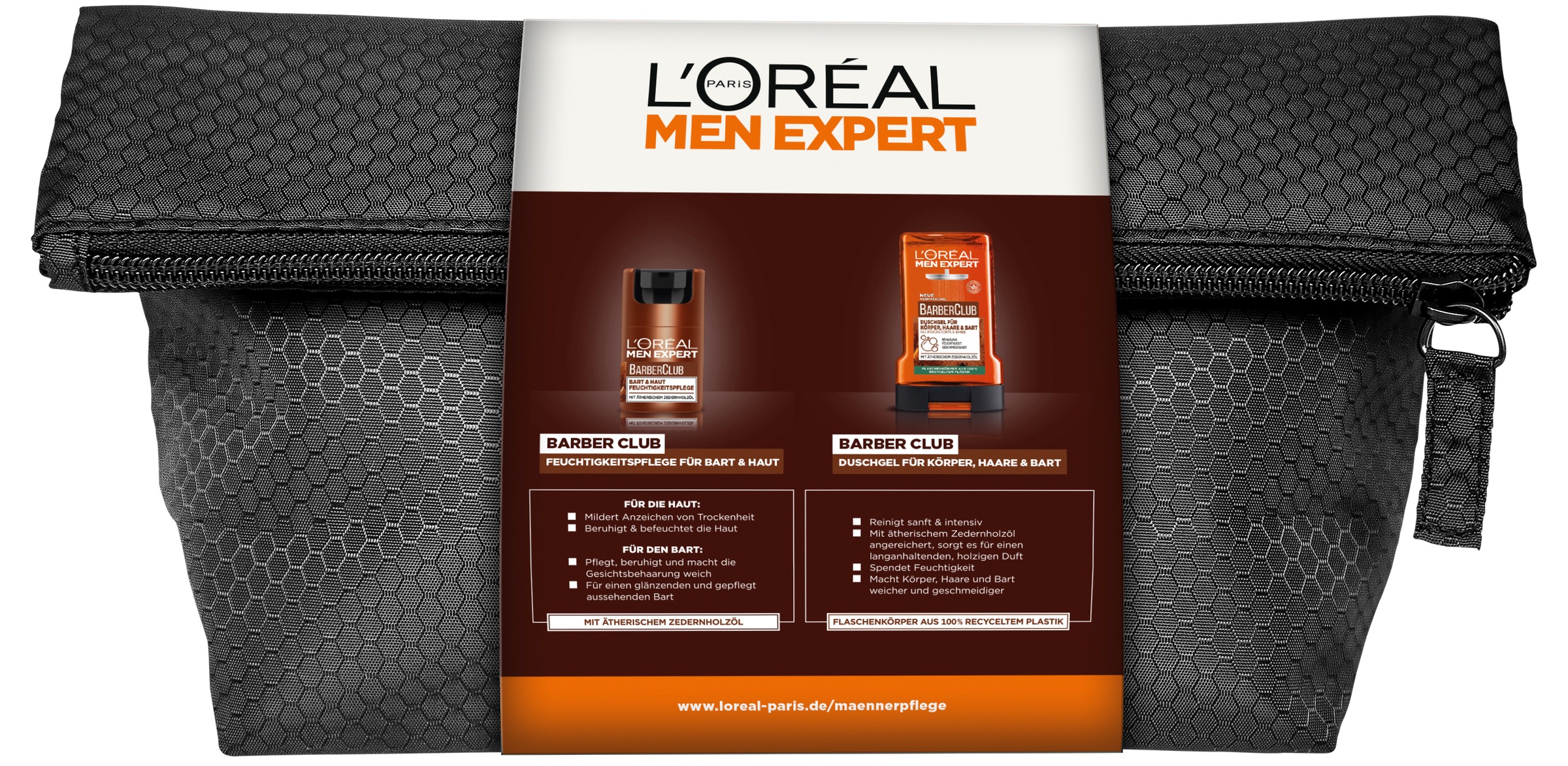 L'ORÉAL PARIS MEN EXPERT Pflege-Set »L'Oréal Men Expert Barber Club Bestseller Kulturbeutel«, (Set, 3 tlg.), mit hoher Wirksamkeit