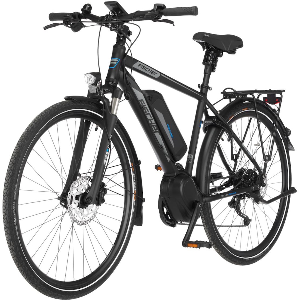 FISCHER Fahrrad E-Bike »VIATOR ETH 1861 557«, 10 Gang, Shimano, Deore, Mittelmotor 250 W, (mit Gepäckträgertasche)