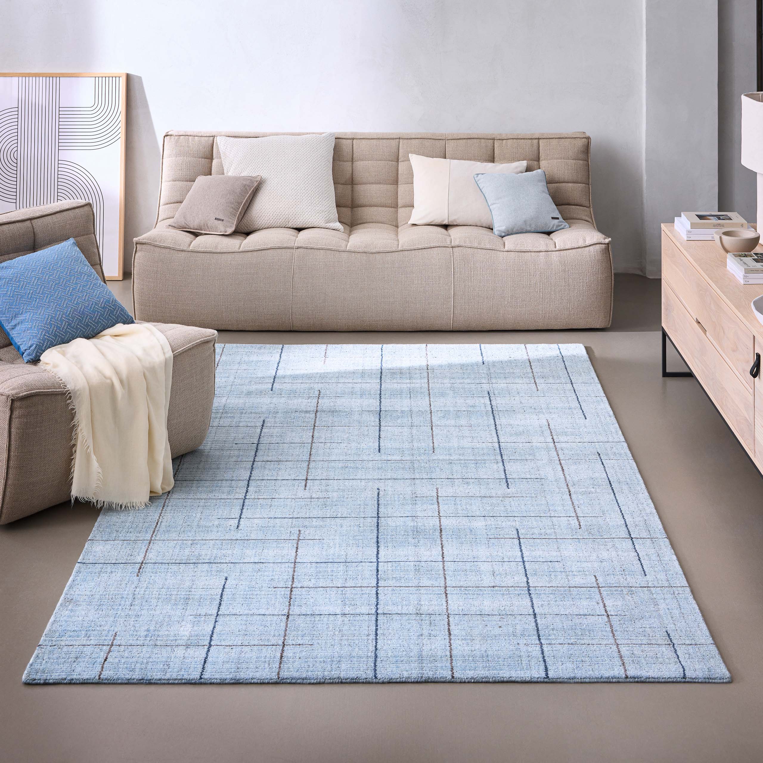 Wecon home Teppich "Milly" rechteckig 11 mm Höhe Kurzflorteppich, handgewebt, Naturfaser, Linienmuster, Wohnzimmer