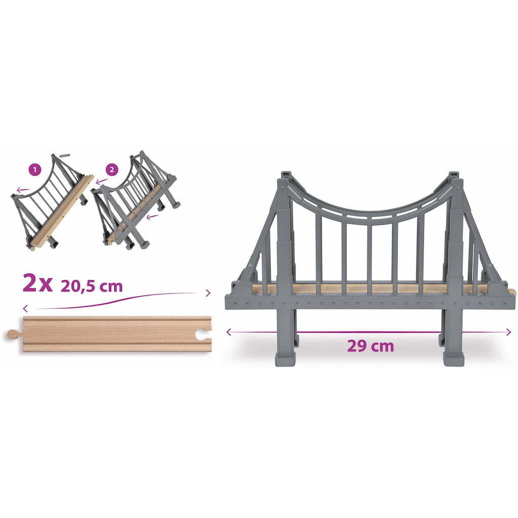 Eichhorn Spielzeugeisenbahn-Brücke »Holzspielzeug, Schienenbahnset Hängebrücke, 3-tlg.«