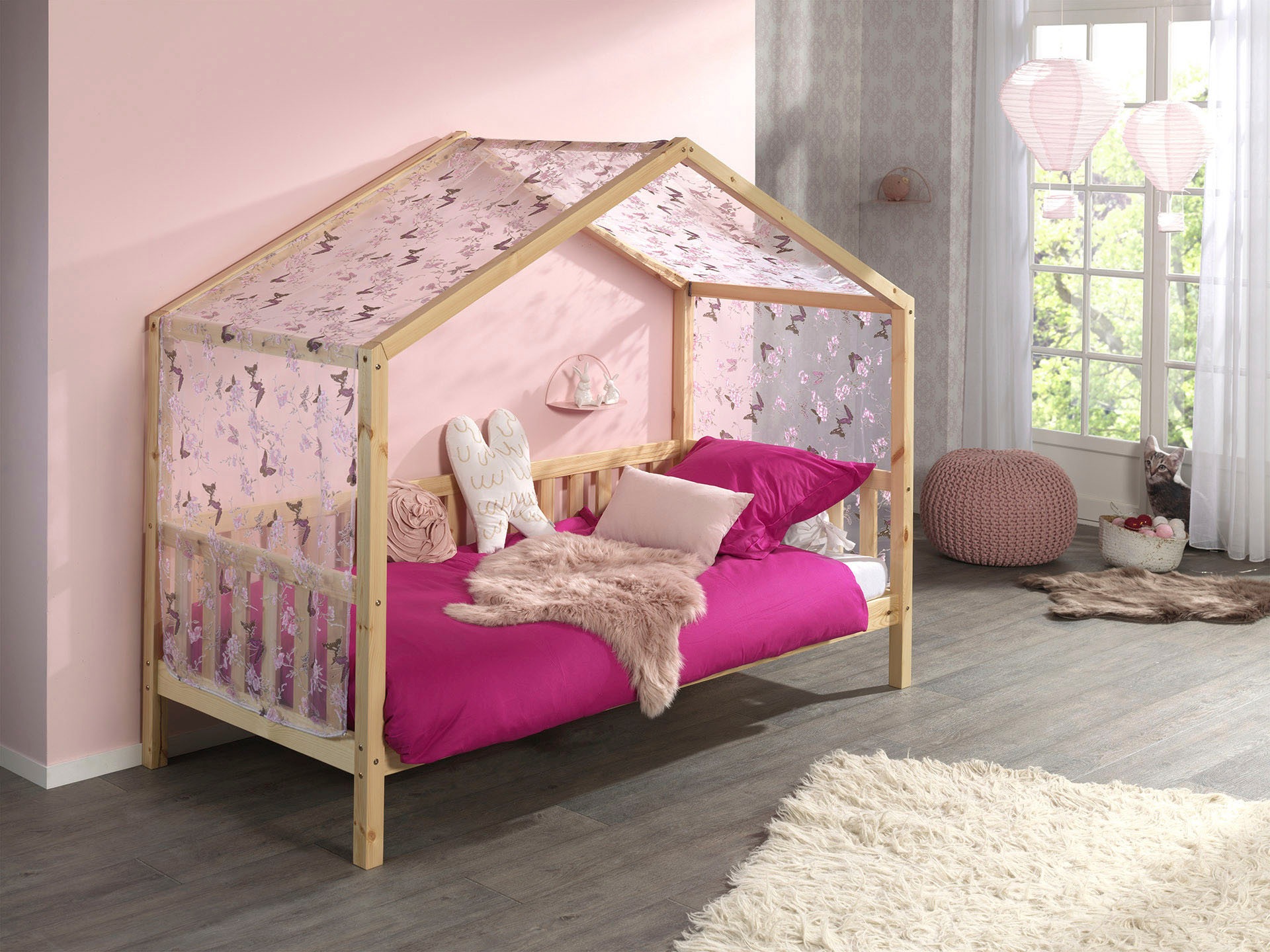 Vipack Hausbett "Dallas, mit Dachaufbau, Kiefer massiv, stabil gebaut", (B/ günstig online kaufen