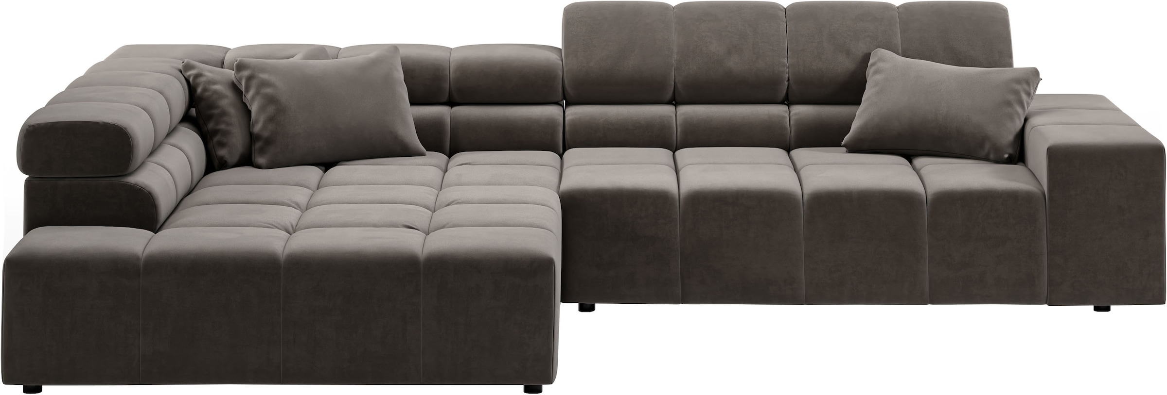 INOSIGN Ecksofa »Ancona incl. Kopfteilverstellung, Zierkissen Breite 319cm, L-Form«, wahlweise motorische Sitztiefenverstellung, auch in Cord + Easy Care