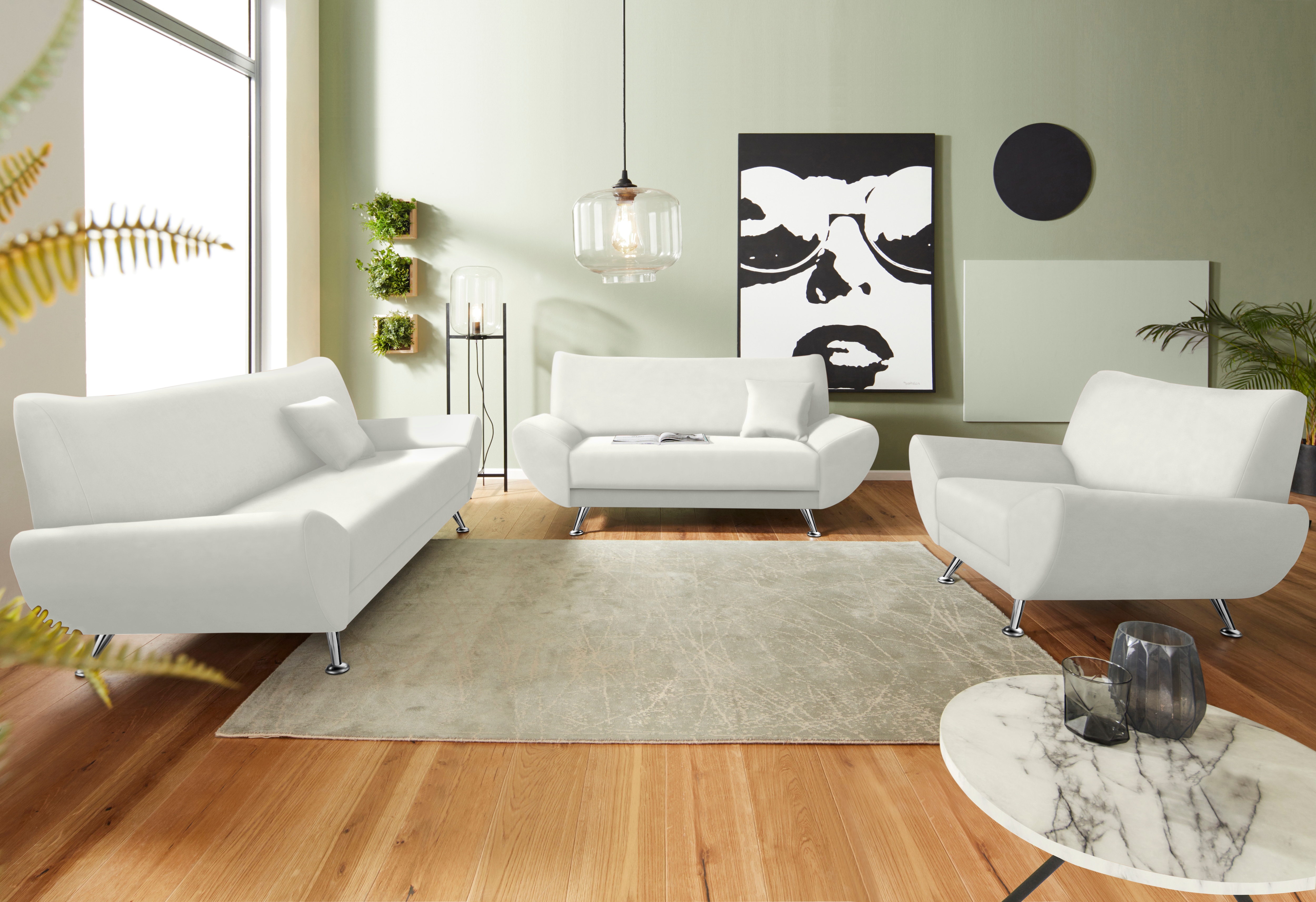 Home affaire Polstergarnitur "Saltare elegant & komfortabel, 3-2-1, bequem, Designfuß" 3 Stk. tlg.