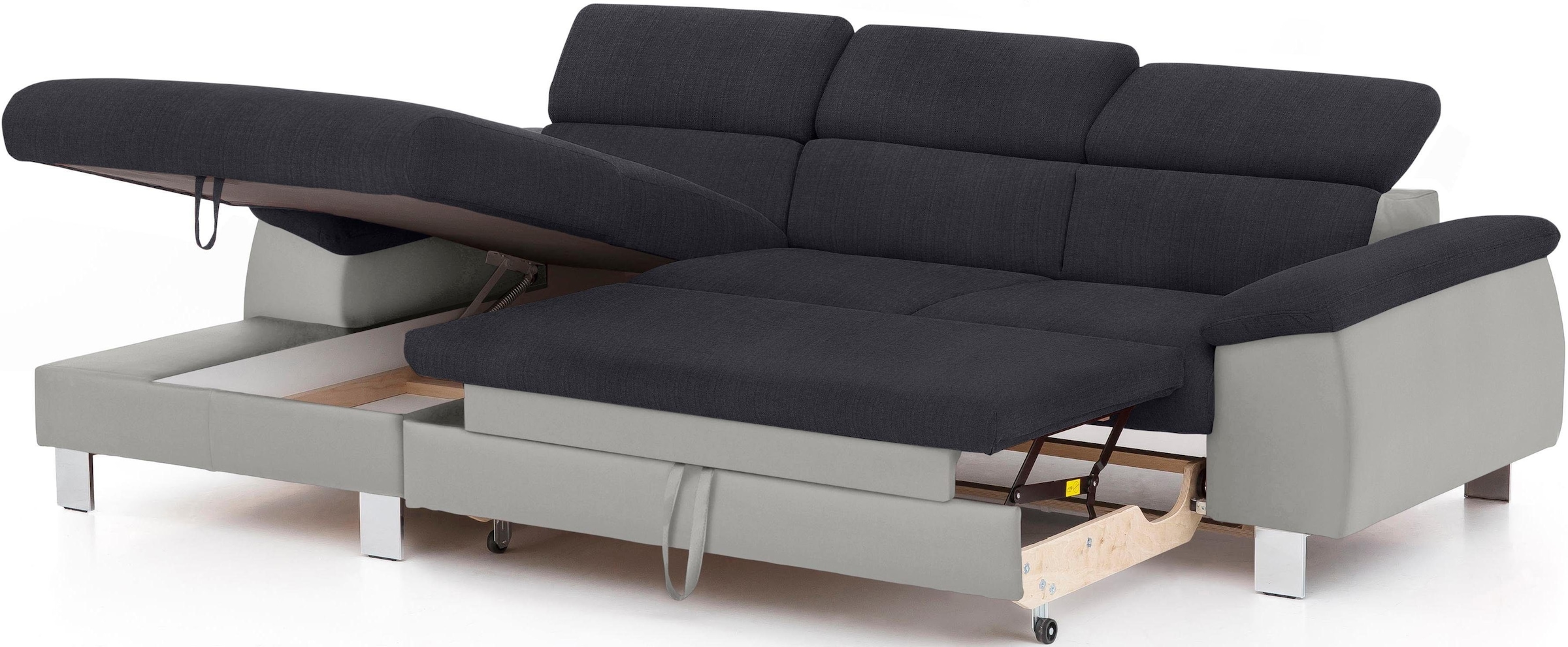 COTTA Polstergarnitur »Komaris L-Form«, (Set), Set bestehend aus: Ecksofa mit Kopfteilverstellung & Hocker