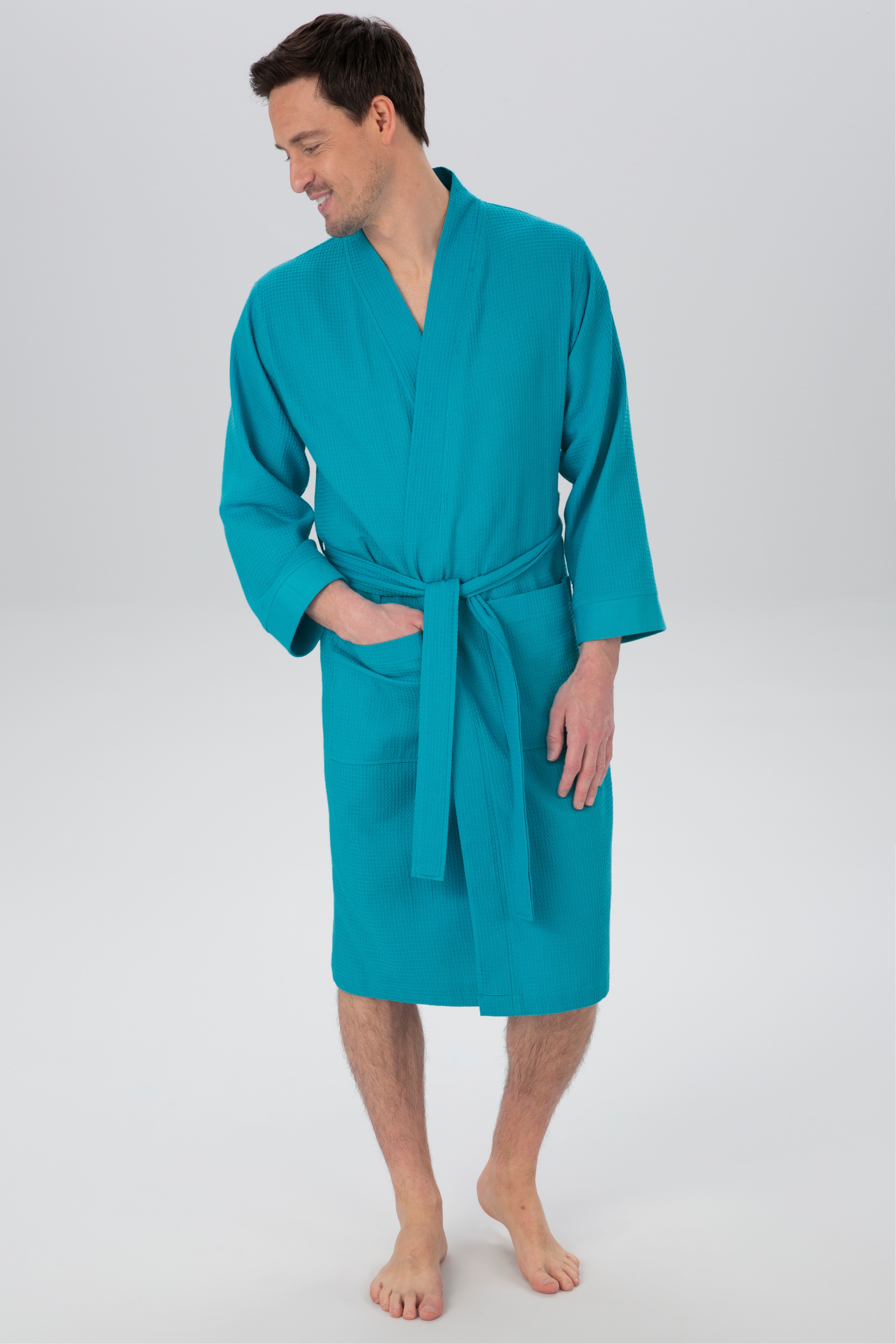 OTTO home Unisex-Bademantel "Vanessa, ideal für Sauna & Spa, Hotelbademantel, Morgenmantel" 1 Stk. Taschen, Damen & Herren, Waffelpiqué, sehr leichte Qualität, S-3XL