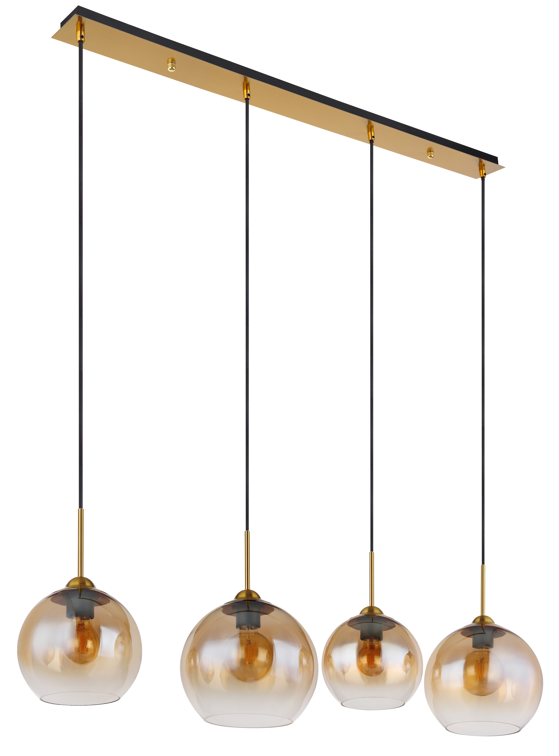GLOBO LIGHTING Hängeleuchte »JAMESSA« E27 1 Stk. Wohnzimmerleuchte Messing matt, Amberglas, kürzbar