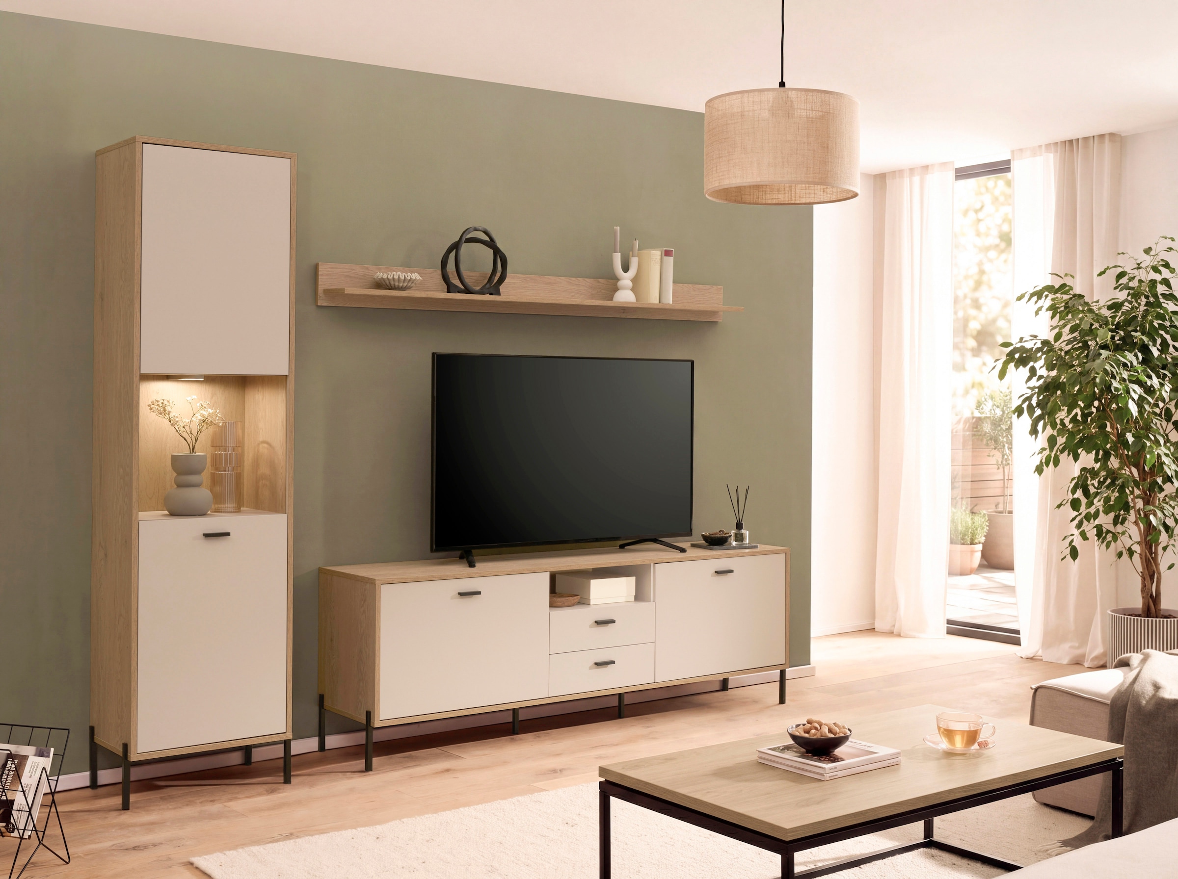 Home affaire Wohnwand »Fredericia, moderne Anbauwand, Komplettset in Kaschmir« Set, 3 Stk. tlg.