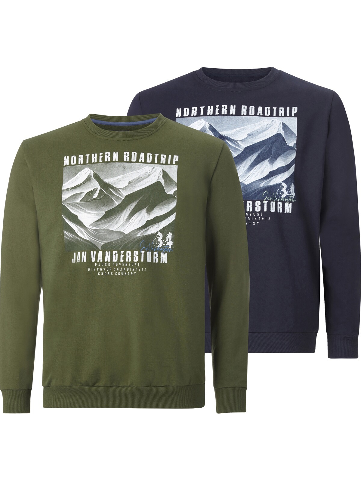 Jan Vanderstorm Sweatshirt »Doppelpack Sweatshirt HOLDGER«, (2 tlg.), mit elastischem Saumbund