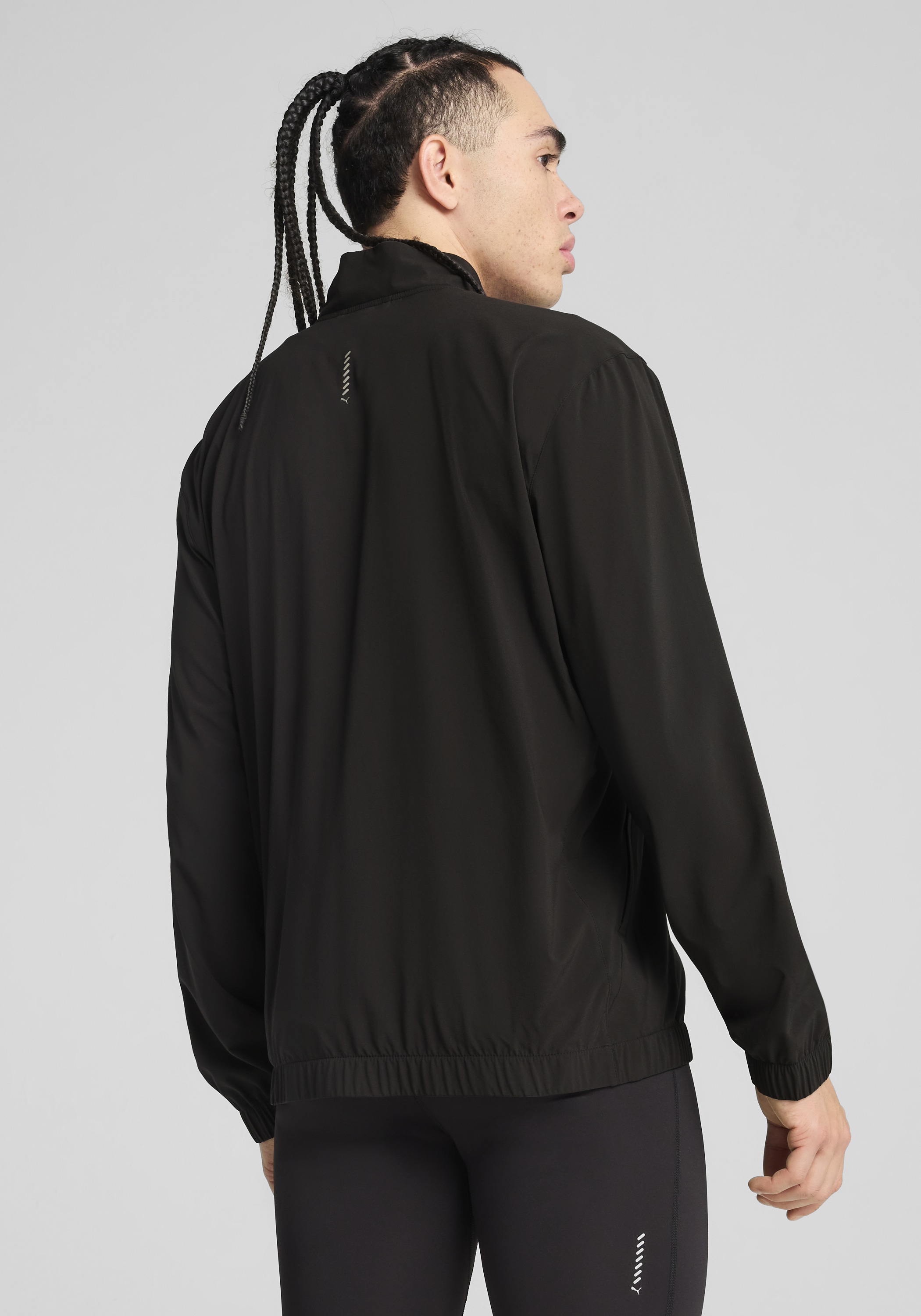 PUMA Trainingsjacke »RUN VELOCITY WOVEN JACKET« ohne Kapuze mit Nahttaschen, mit Reißverschluss und Schutzleiste