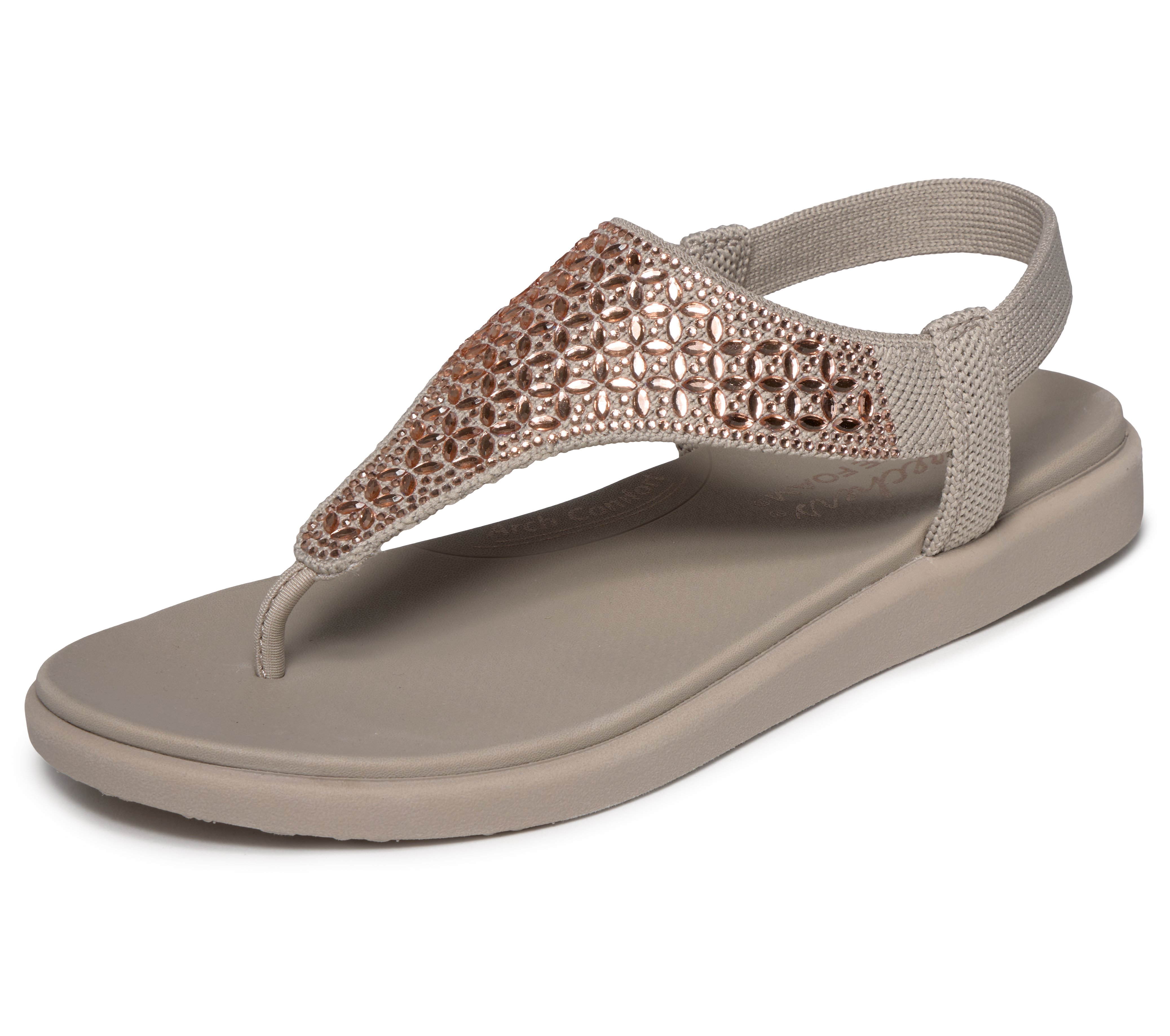 Skechers Sandale "MEDITATION LUXE" Sommerschuh, Zehentrenner, Strandschuh mit Glitzersteinchen