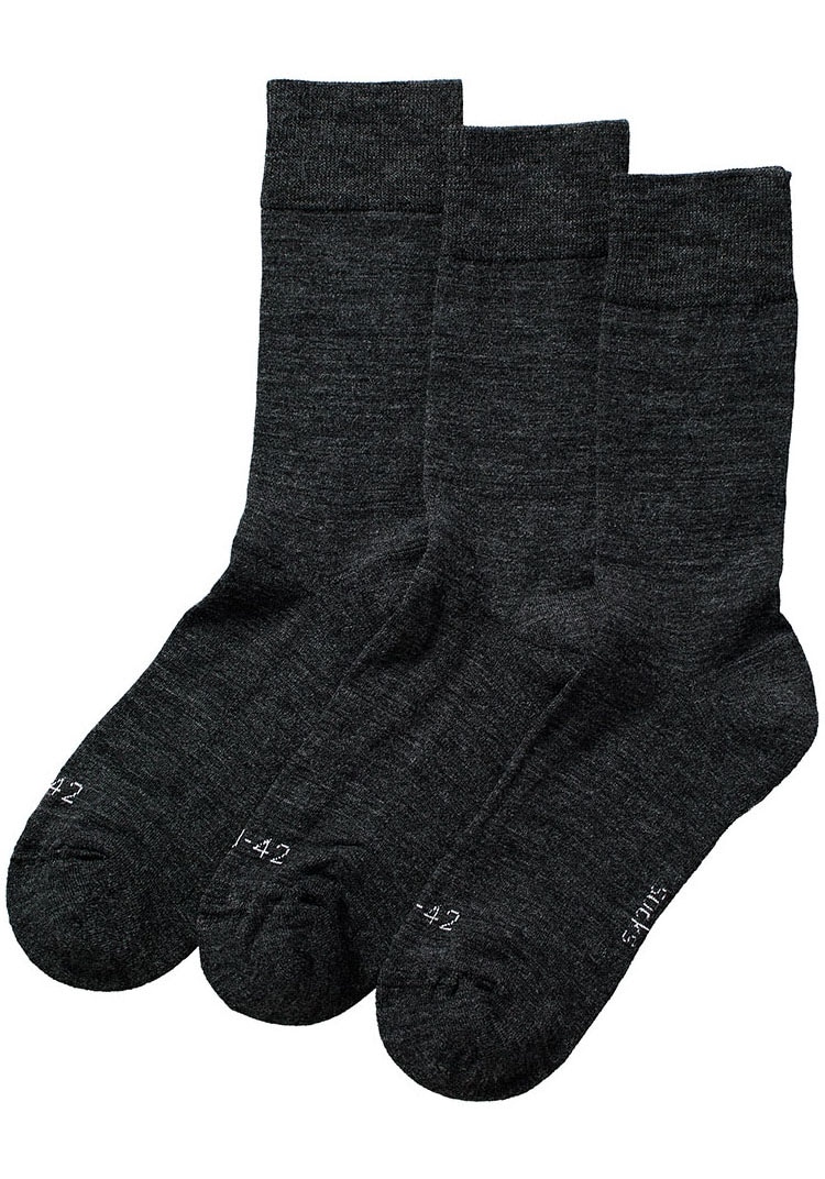 Apollo Basicsocken 3er Pack,  Unisex mit Stickerei und weichen Merinowoll-Anteil