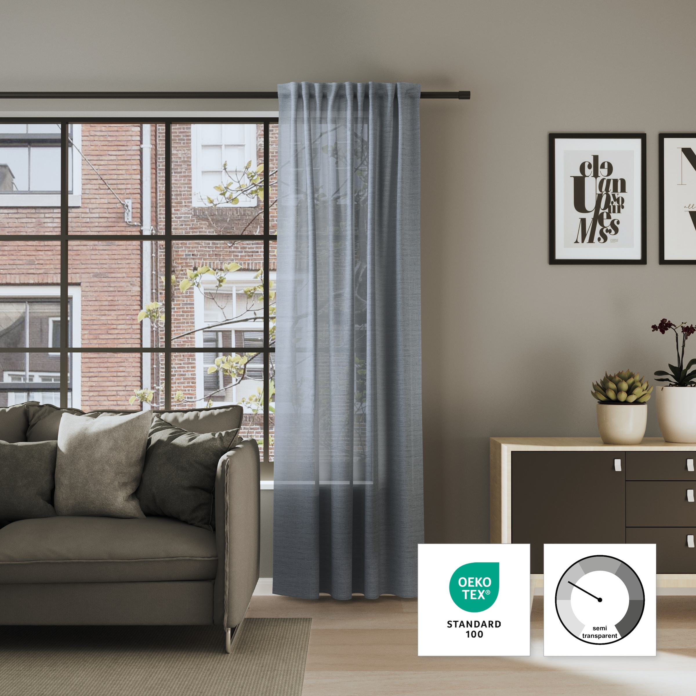 Neutex for you! Vorhang »ALLEY-ECO« Multifunktionsband 1 Stk. tlg. Halbtransparentes Streifendesign