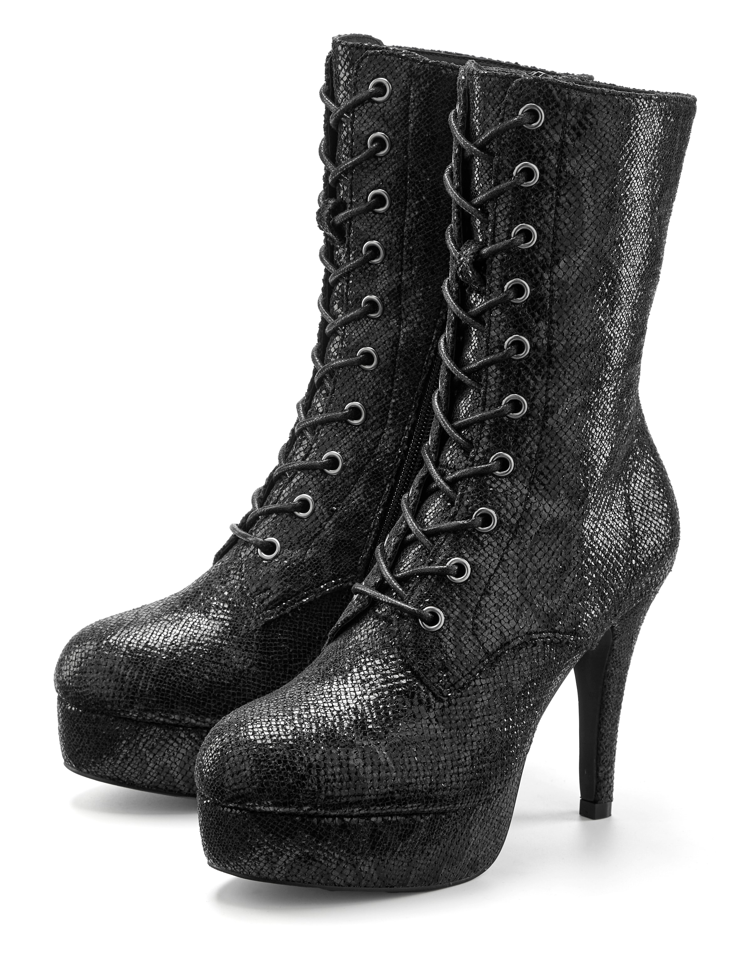 LASCANA Belle Affaire Schnürstiefelette "Stiefel,", High-Heel-Boots mit Pla günstig online kaufen