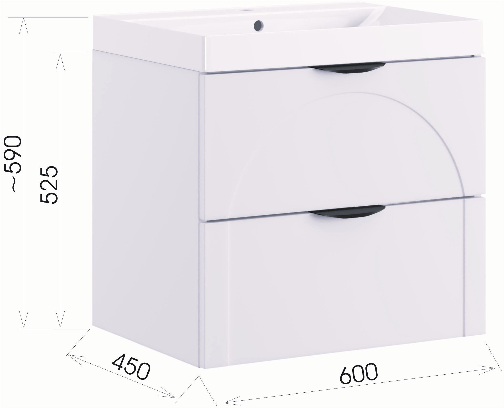 welltime Waschtisch »FLOW CIRCLE mit Waschbecken, Breite 60 oder 80cm, modernes Design« Schrank mit 2 Schubladen, Soft-Close-Function, in 2 Breiten erhältlich