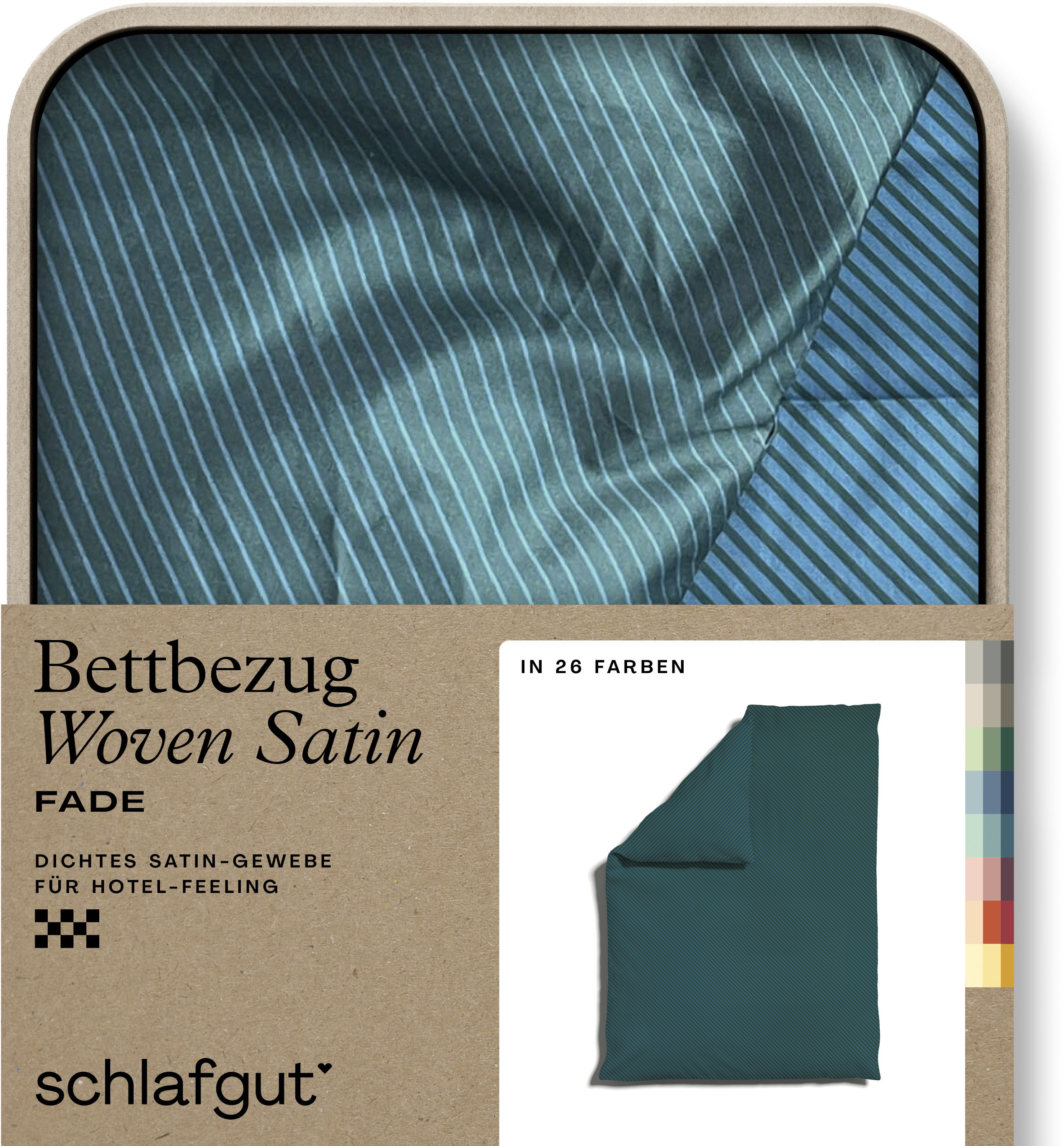 Schlafgut Bettbezug "Premium Bettbezug Woven Fade Satin (1 St)" Ton-in-Ton Reißverschluss, Fadendichte von 300tc, Streifen, OEKO Tex