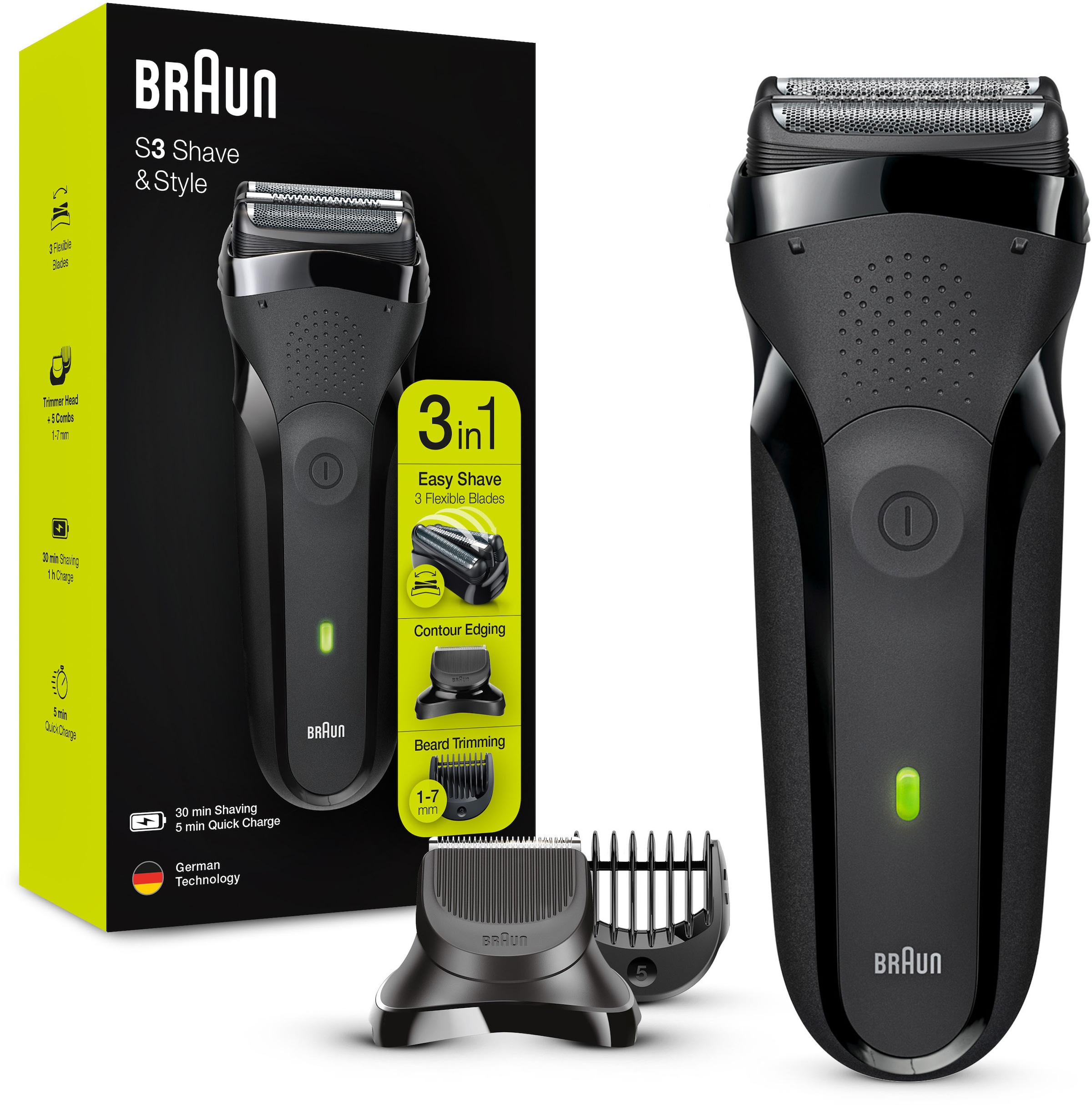 Braun Elektrorasierer »Series 3 Shave&Style 300BT«, 5 St. Aufsätze